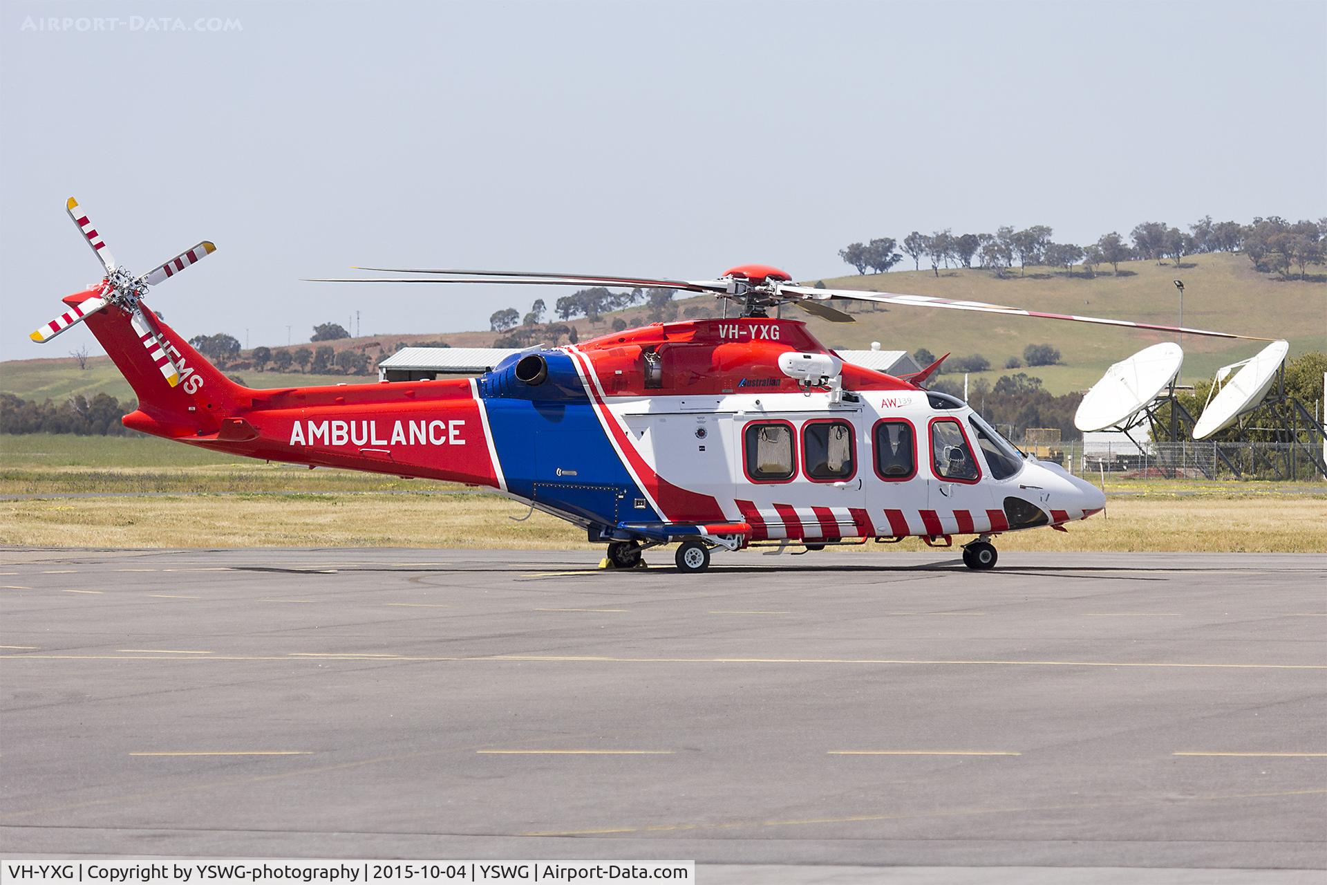 VH-YXG, 2015 AgustaWestland AW-139 C/N 31606, Australian Helicopters (VH-YXG) AugustaWestland AW139 at Wagga Wagga Airport.