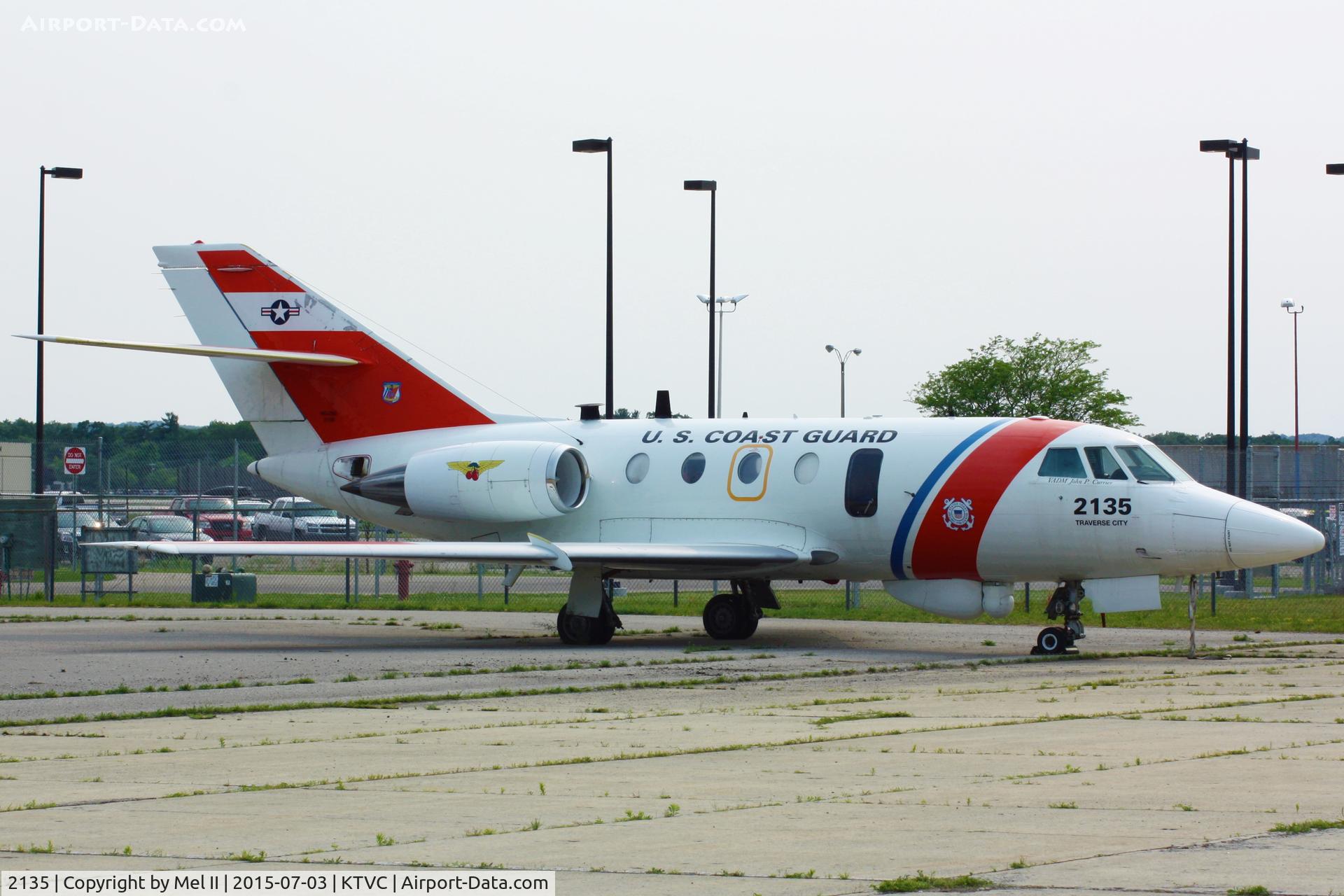 2135, 1981 Dassault HU-25D Guardian C/N 459, Parked at USCG Air Station Traverse City.