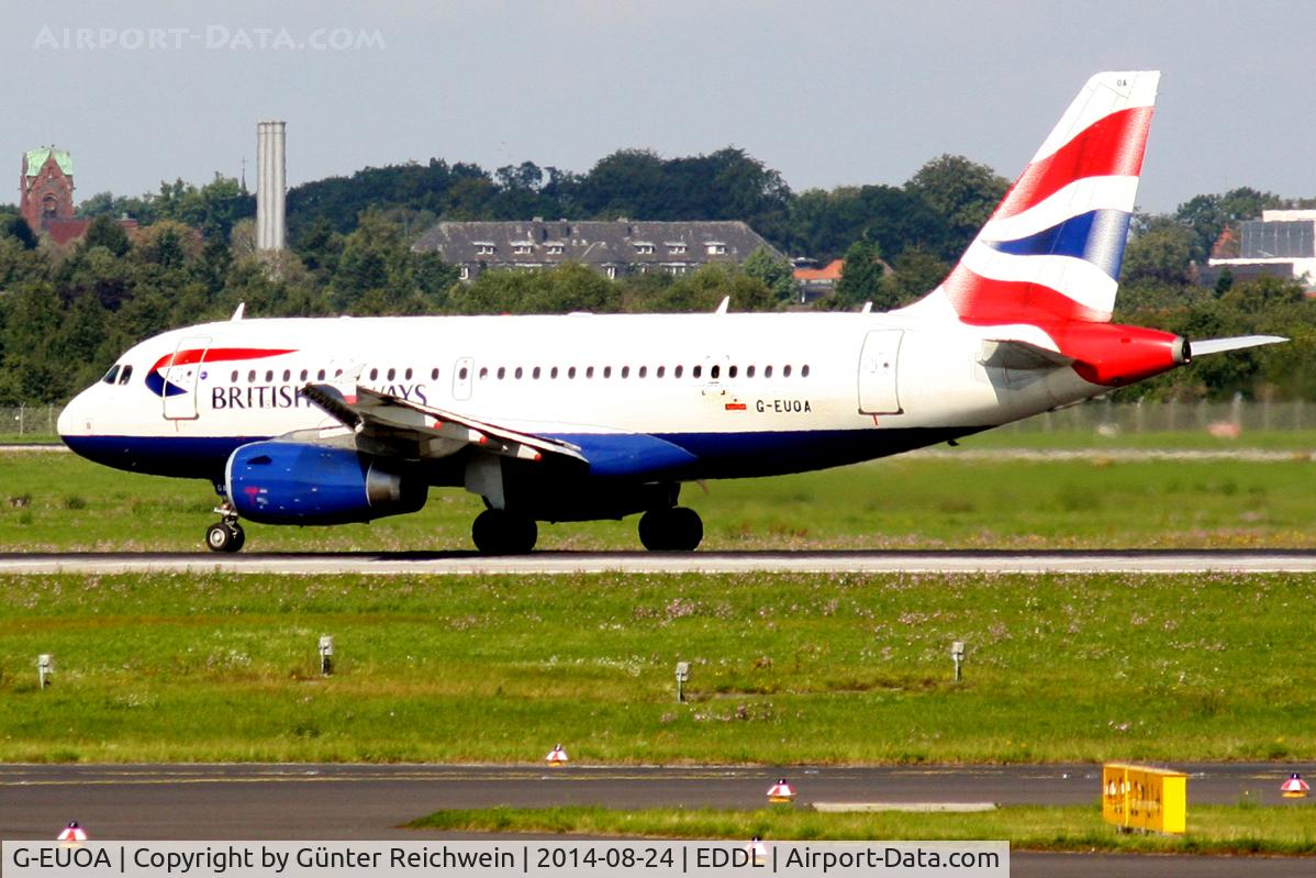G-EUOA, 2001 Airbus A319-131 C/N 1513, Ready for takeoff from rwy 23L