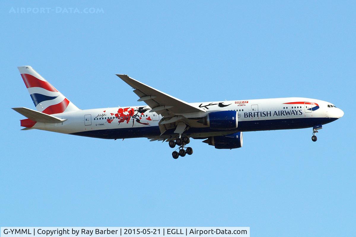 G-YMML, 2001 Boeing 777-236/ER C/N 30313, Boeing 777-236ER [30313] (British Airways) Home~G 21/05/2015. On approach 27L.