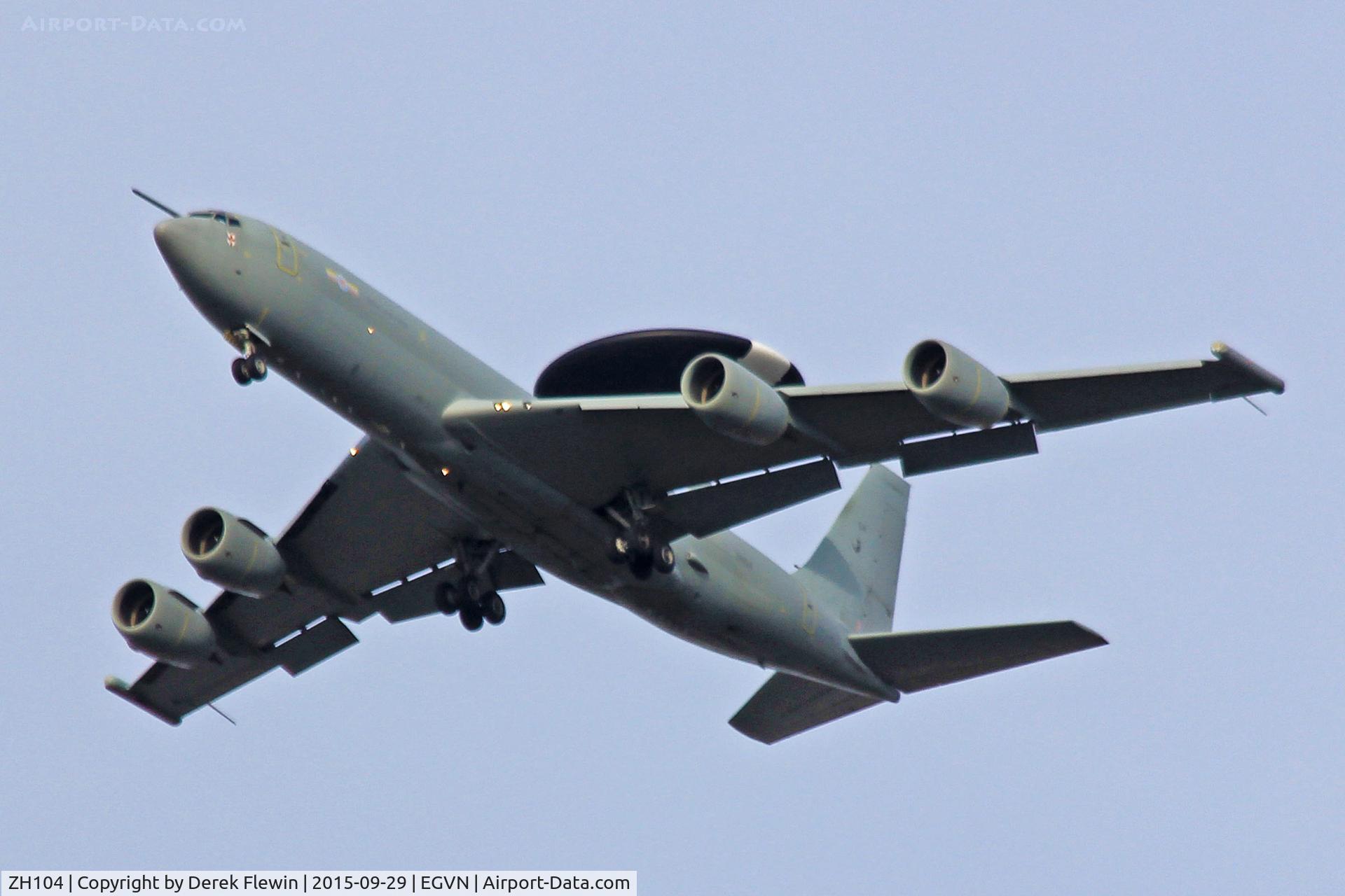 ZH104, 1990 Boeing E-3D Sentry AEW.1 C/N 24112, Sentry AEW.1, 8 Squadron, RAF Waddington based, NATO30, seen in the circuit at RAF Brize Norton.Image taken from St Johns Lock Lechlade.