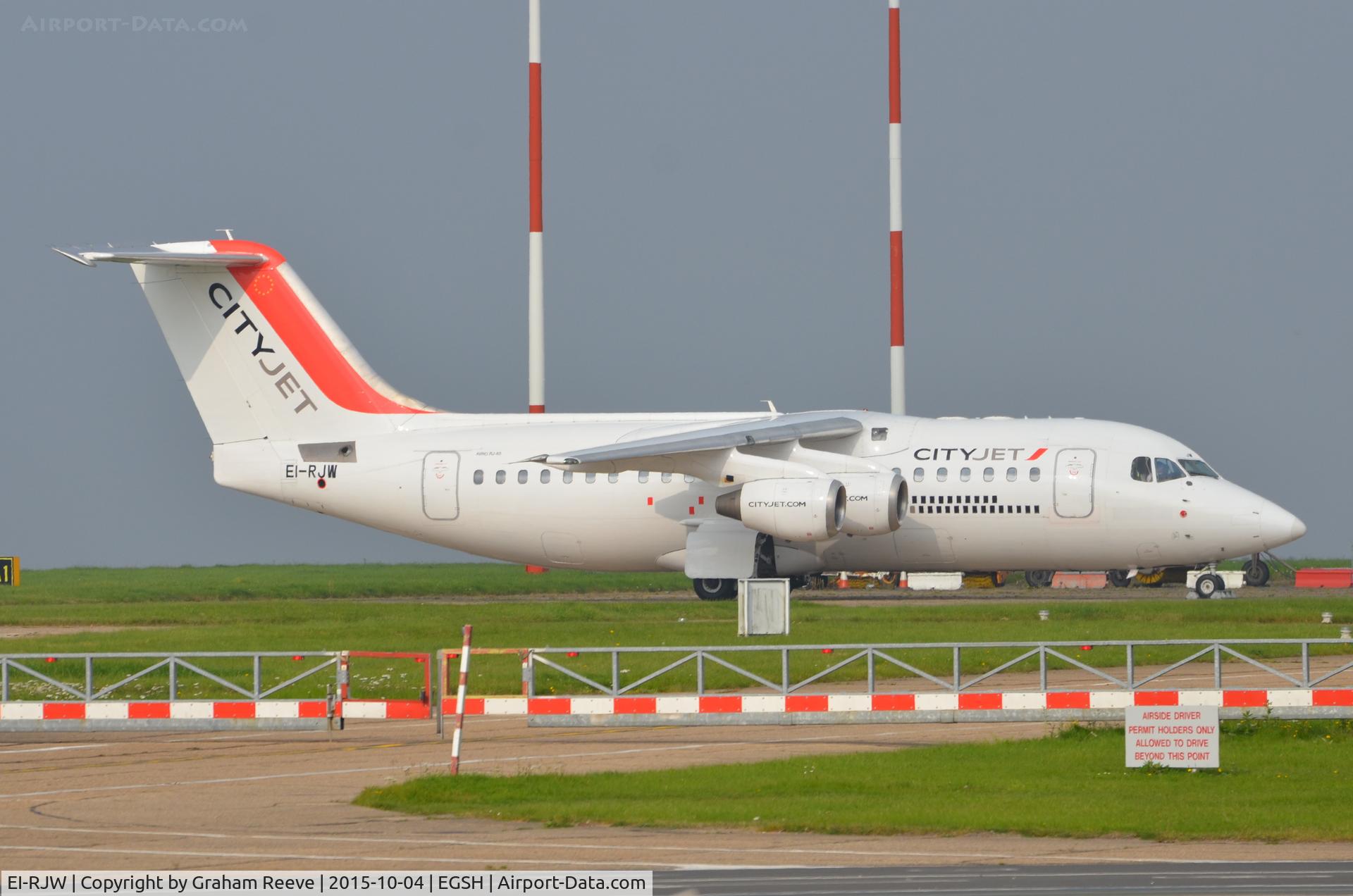 EI-RJW, 2000 British Aerospace Avro 146-RJ85A C/N E2371, Parked at Norwich.