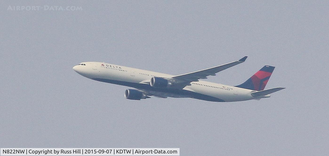 N822NW, 2015 Airbus A330-302 C/N 1627, Delta 139.  AMS to DTW.  On approach to DTW, approx. 15 miles out.