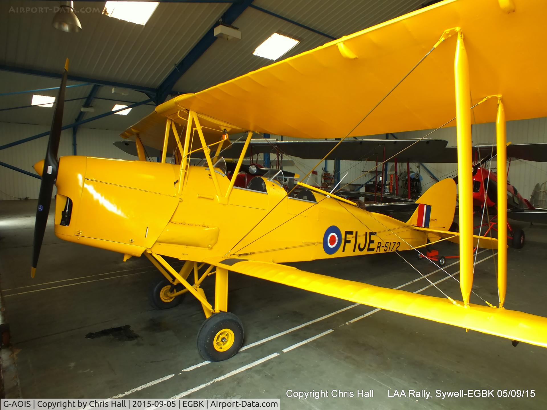 G-AOIS, 1939 De Havilland DH-82A Tiger Moth II C/N 83034, at the LAA Rally 2015, Sywell