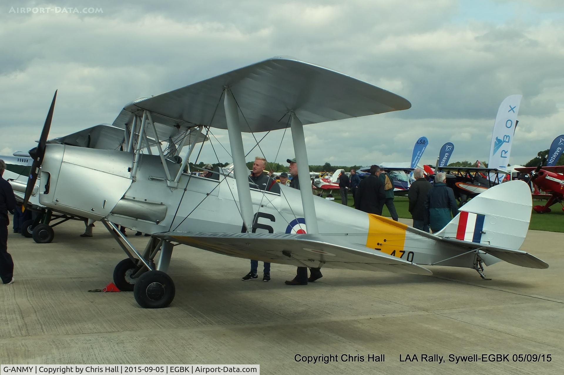 G-ANMY, 1942 De Havilland DH-82A Tiger Moth II C/N 85466, at the LAA Rally 2015, Sywell