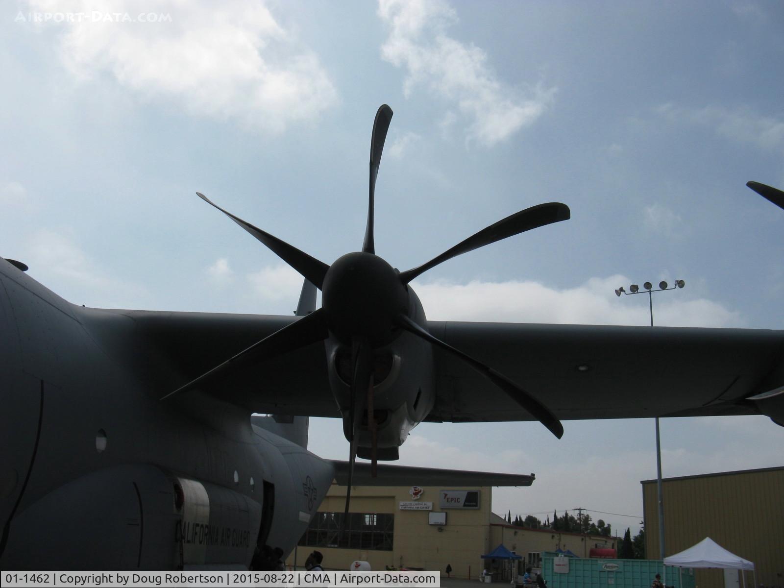 01-1462, 2001 Lockheed C-130J-30 Super Hercules C/N 382-5526, 2001 Lockheed C-130J-515 HERCULES, four Allison T-56-A-15 Turboprops, 4,500 eshp each driving 6-blade slicers & dicers, of Channel Islands Air National Guard based at NTD.