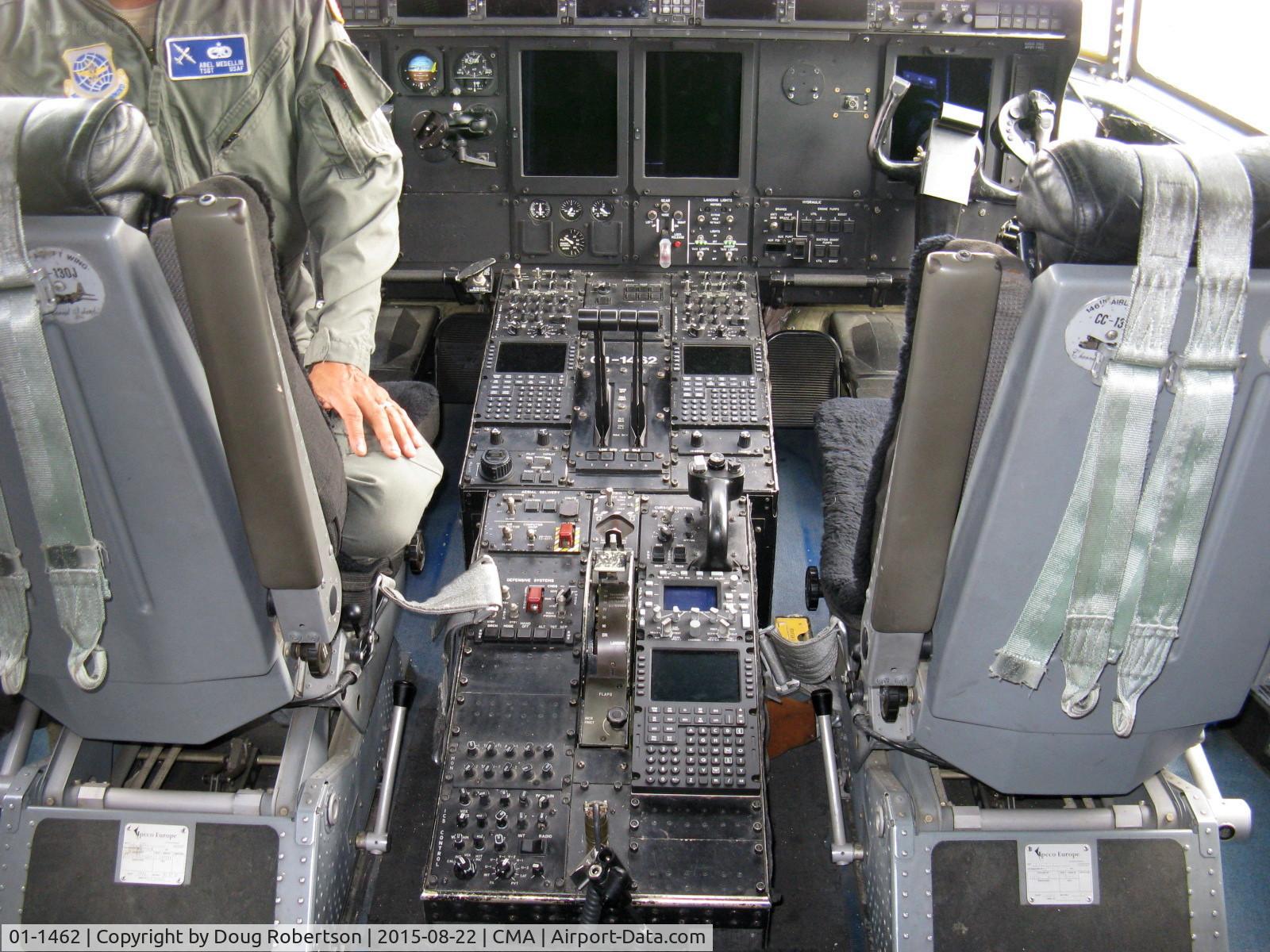01-1462, 2001 Lockheed C-130J-30 Super Hercules C/N 382-5526, 2001 Lockheed C-130J-515 HERCULES of Channel Islands Air National Guard, four Allison T-56-A-15 turboprops of 4,500 eshp each. Instrument panels-complexity of switches, etc.