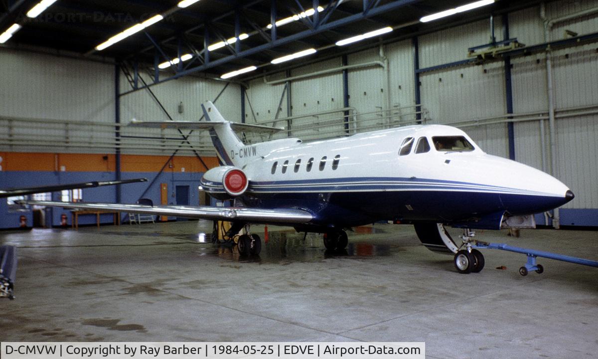 D-CMVW, 1980 British Aerospace HS.125 Series 700B C/N 257112, Hawker -Siddeley HS.125/700B [257112] (Volkswagen GmbH) Braunschweig~D 25/05/1984. From a slide.