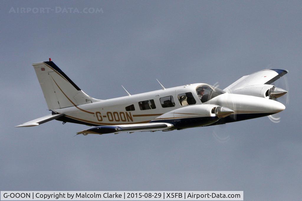 G-OOON, 1982 Piper PA-34-220T Seneca III C/N 34-8533024, Piper PA-34-220T Seneca III , departs having flown the pilot of G-BJST to Fishburn for the newly painted T-6's return to Duxford. August 29th 2015.