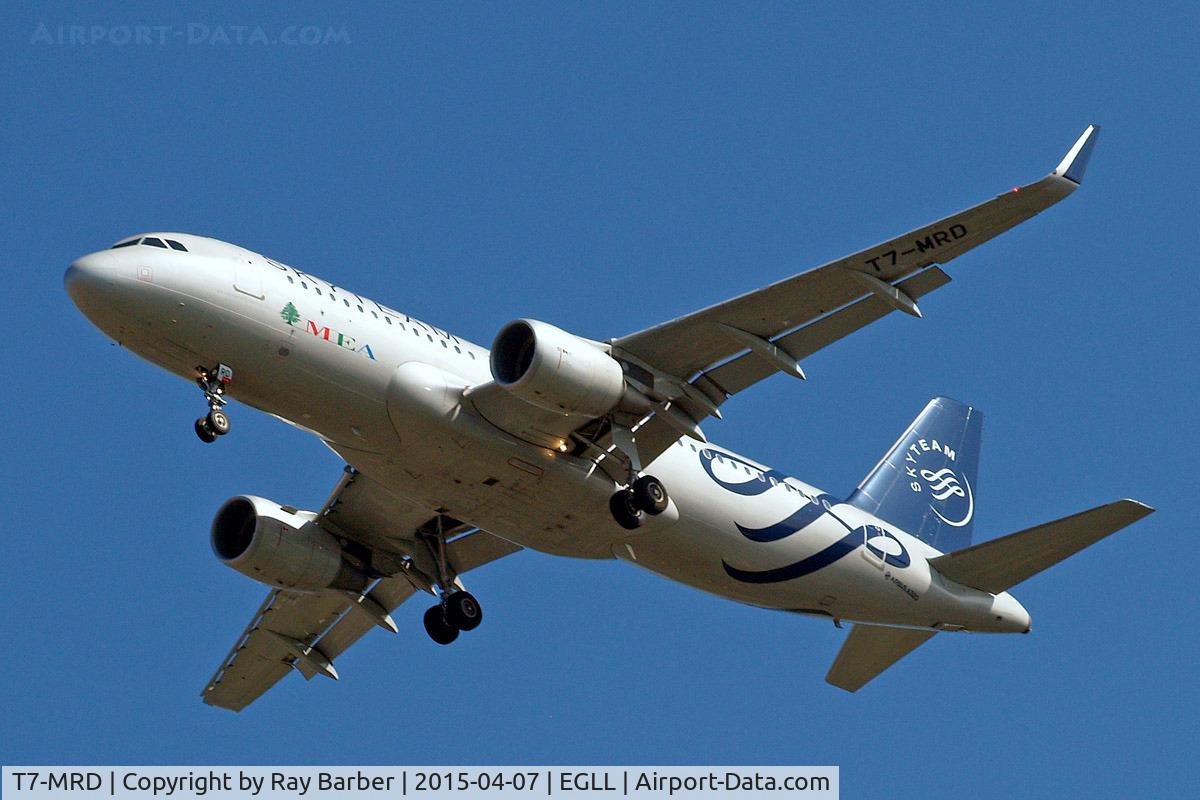 T7-MRD, 2013 Airbus A320-214 C/N 5746, Airbus A320-214(SL) [5746] (Middle East Airlines) Home~G 07/04/2015. On approach 27R.