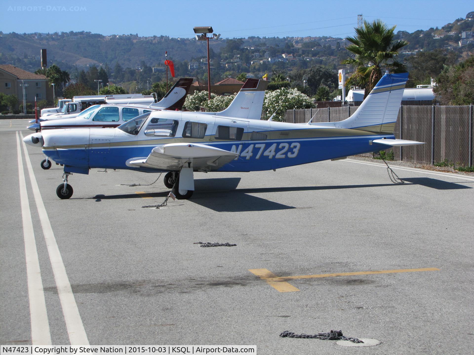 N47423, 1977 Piper PA-32R-300 Cherokee Lance C/N 32R-7880006, 1977 Piper PA-32R-300 Cherokee Lance from Bakersfield, CA parked on visitor's ramp @ San Carlos Airport, CA