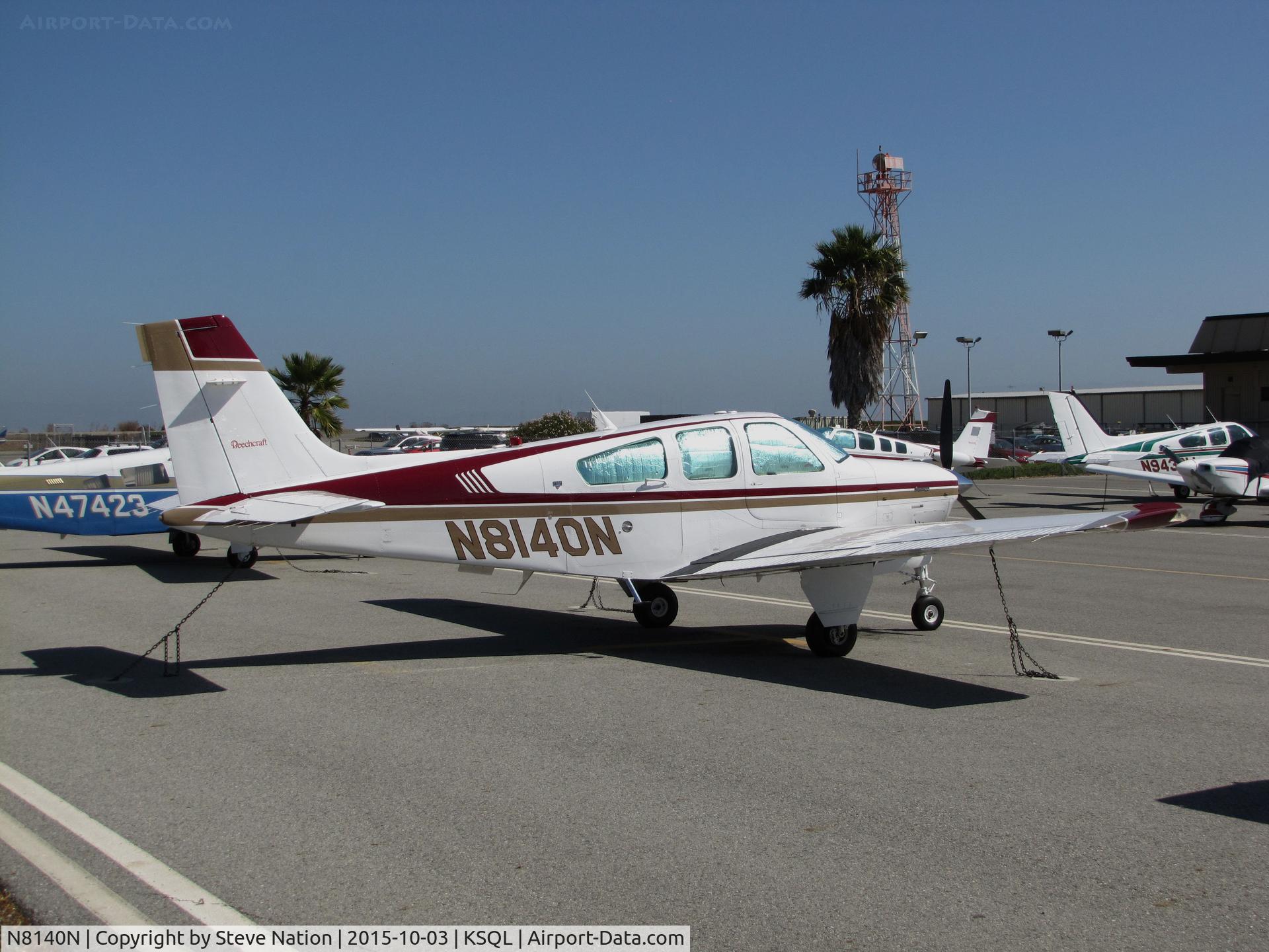 N8140N, 1992 Beech F33A Bonanza C/N CE-1713, 1992 Beech F33A from Arizona parked on visitor's ramp @ San Carlos Airport, CA