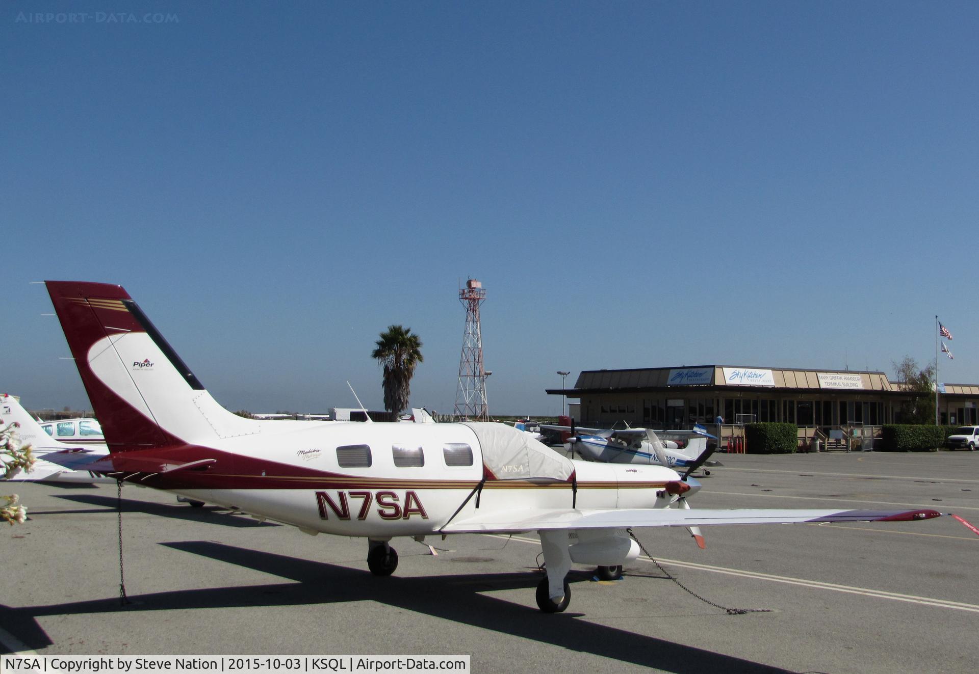 N7SA, 1998 Piper PA-46-350P Malibu Mirage C/N 4636185, 1998 Piper PA-46-350P Malibu Mirage from Ohio parked on visitor's ramp @ San Carlos Airport, CA