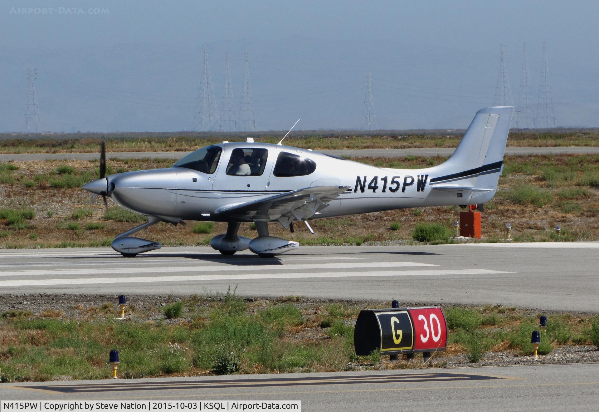 N415PW, 2015 Cirrus SR22 C/N 4193, Locally-based 2015 Cirrus Design SR22 rolling on takeoff @ San Carlos Airport, CA