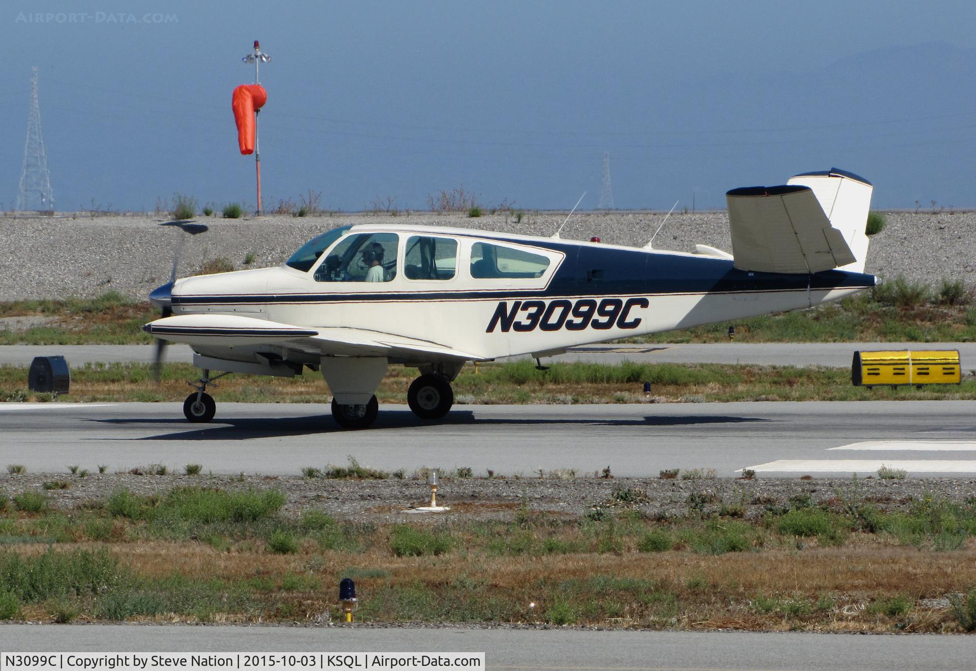N3099C, 1958 Beech K35 Bonanza C/N D-5782, Locally-based 1958 Beech K35 Bonanza rolling on takeoff @ San Carlos Airport, CA