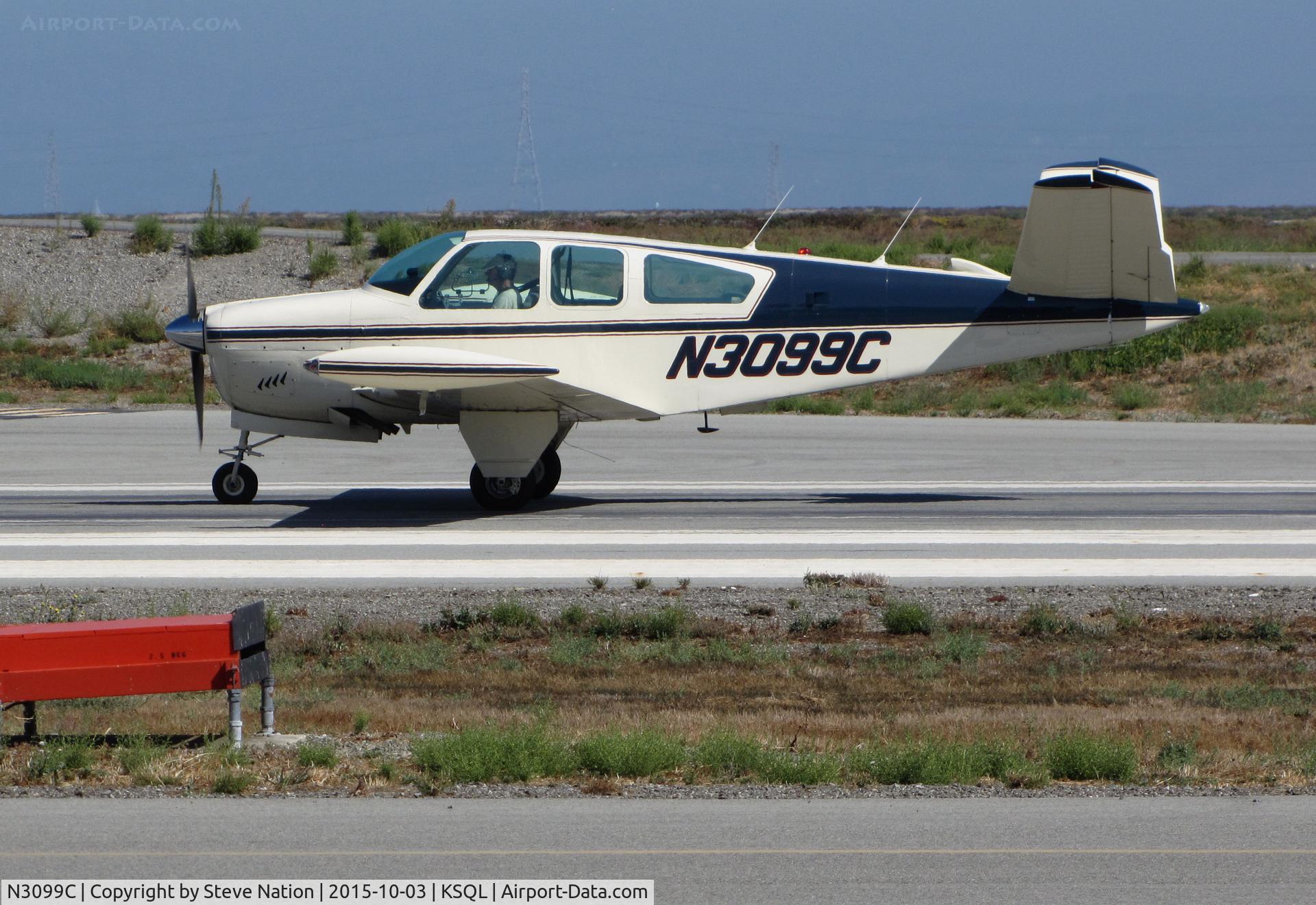 N3099C, 1958 Beech K35 Bonanza C/N D-5782, Locally-based 1958 Beech K35 Bonanza rolling on takeoff @ San Carlos Airport, CA