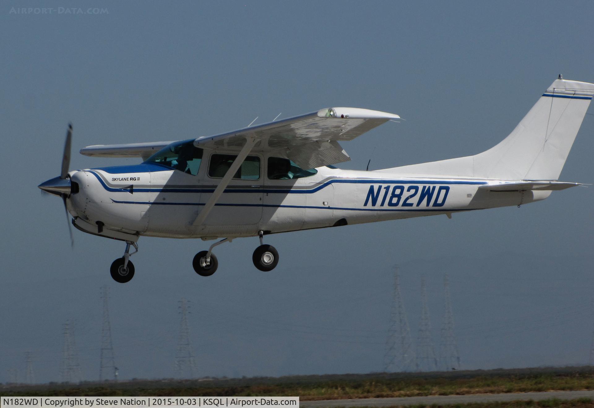 N182WD, 1979 Cessna TR182 Turbo Skylane RG C/N R18200848, Locally-Based 1979 Cessna TR182 Turbo Skylane RG over the threshold @ San Carlos Airport, CA