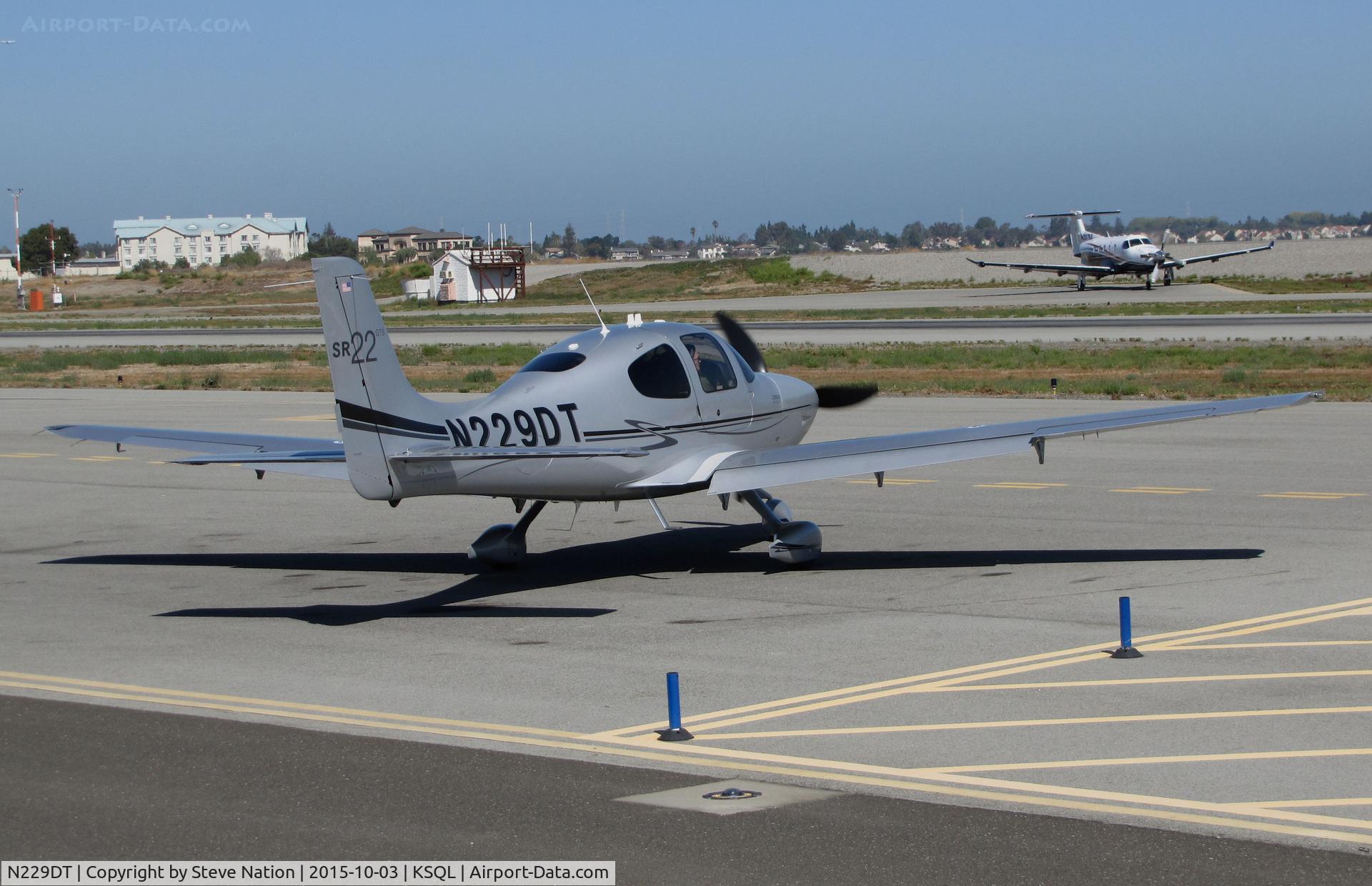 N229DT, 2012 Cirrus SR22 GTS C/N 3850, Locally-based 2012 Cirrus Design SR22 running-up engine @ San Carlos Airport, CA