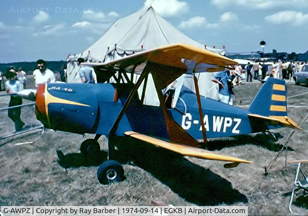 G-AWPZ, 1967 Andreasson BA-4B C/N 1, Andreasson BA-4B [1] Biggin Hill~G 14/09/1974. From a slide.
