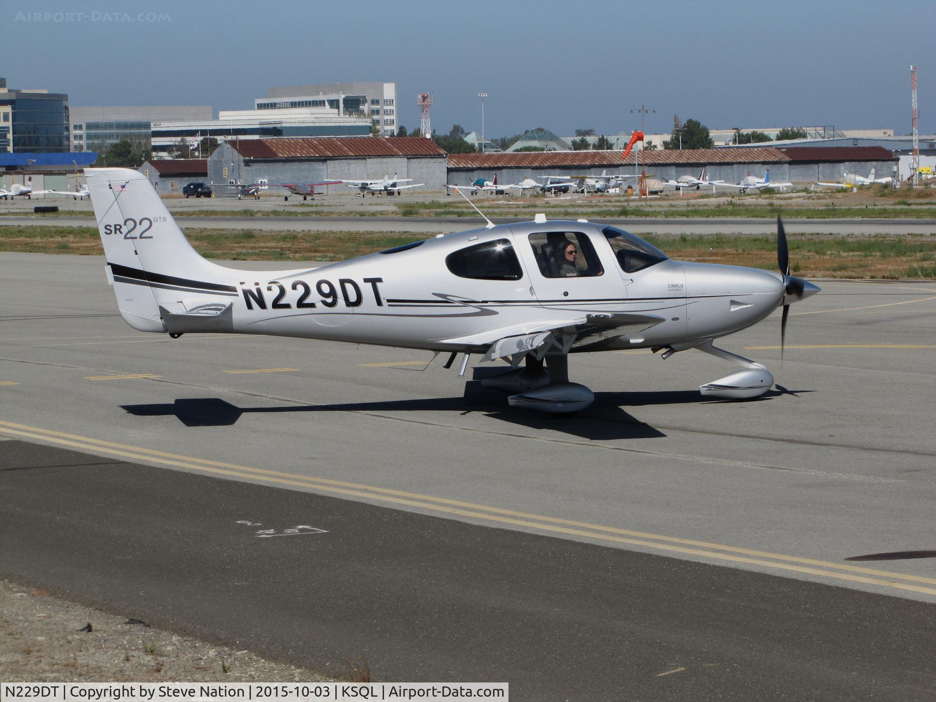 N229DT, 2012 Cirrus SR22 GTS C/N 3850, Locally-based 2012 Cirrus Design SR22 running up engine @ San Carlos Airport, CA