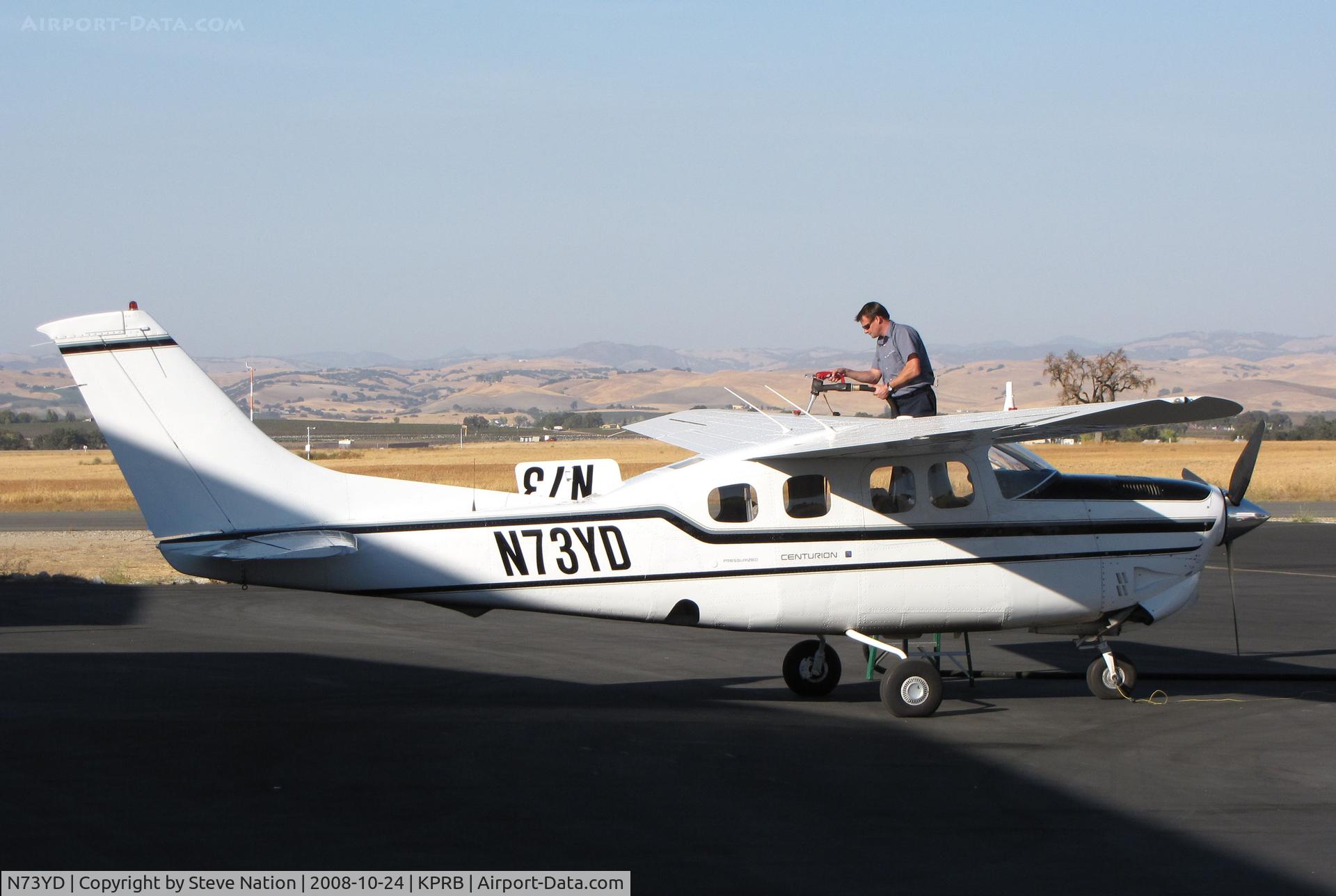 N73YD, 1985 Cessna P210R Pressurised Centurion C/N P21000837, Locally-based 1985 Cessna P210R gassing up @ Paso Robles Municipal Airport, CA