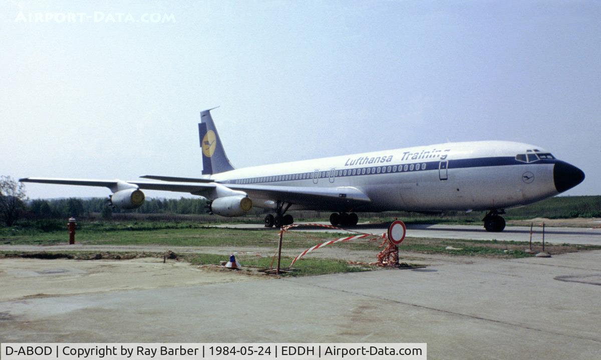 D-ABOD, 1960 Boeing 707-430 C/N 17720, Boeing 707-430 [17720] (Lufthansa Training) Hamburg-Fuhlsbuettel~D  24/05/1984. From a slide.