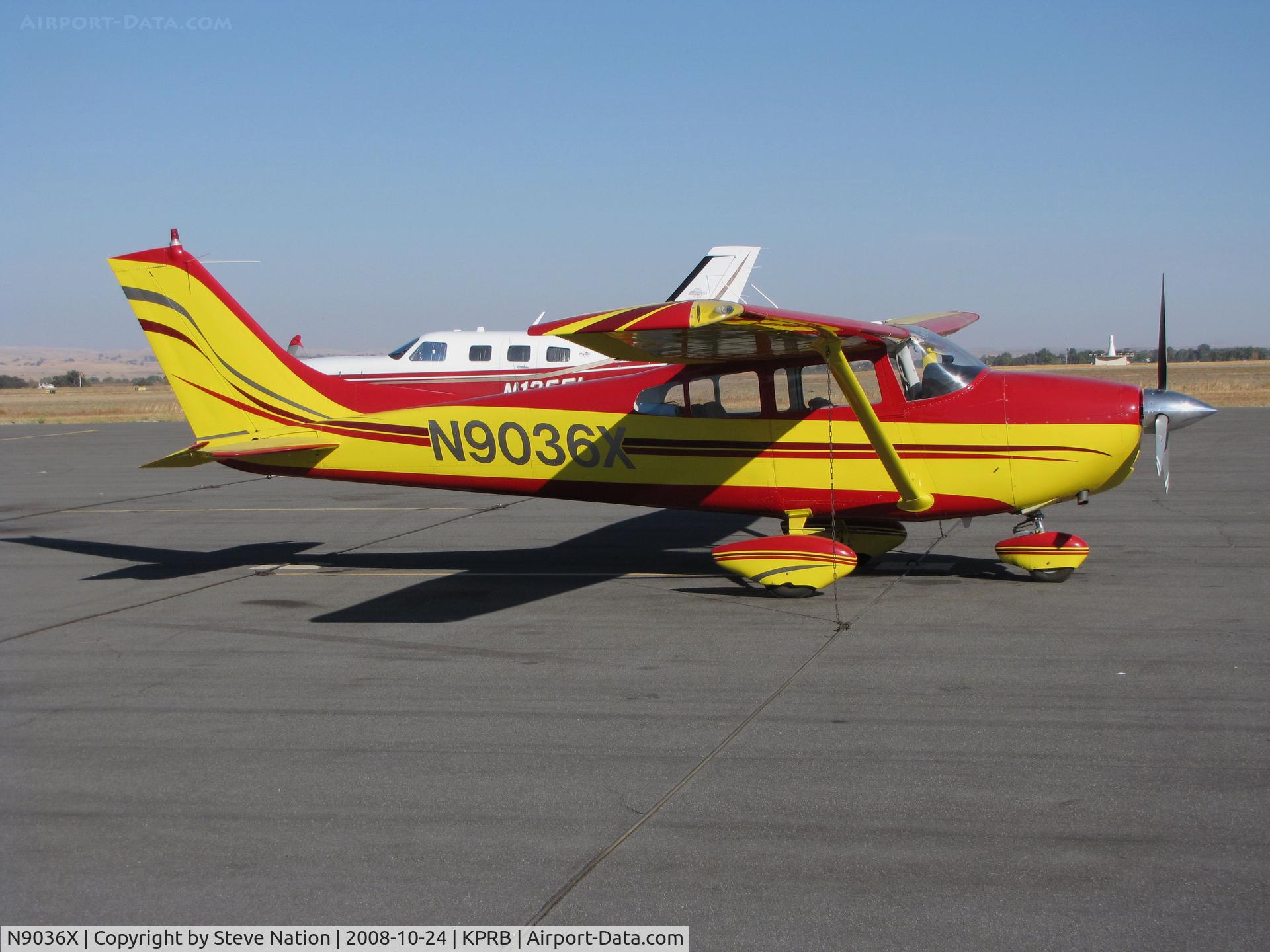 N9036X, 1961 Cessna 182D Skylane C/N 18253436, A Color Scheme That's Definitely Eye Catching: Locally-based 1961 Cessna 182D Skylane on visitor's ramp @ Paso Robles Airport, CA