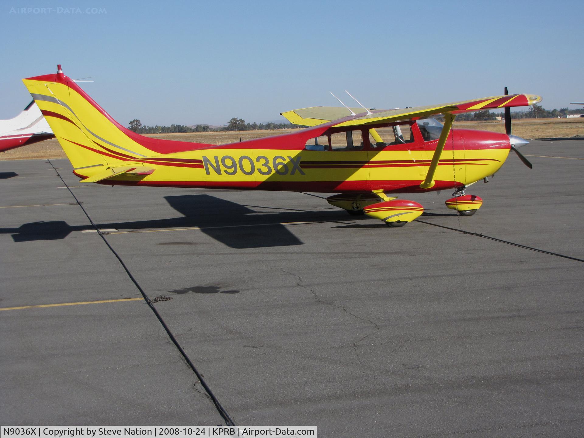 N9036X, 1961 Cessna 182D Skylane C/N 18253436, A Color Scheme That's Definitely Eye Catching: Locally-based 1961 Cessna 182D Skylane on visitor's ramp @ Paso Robles Airport, CA