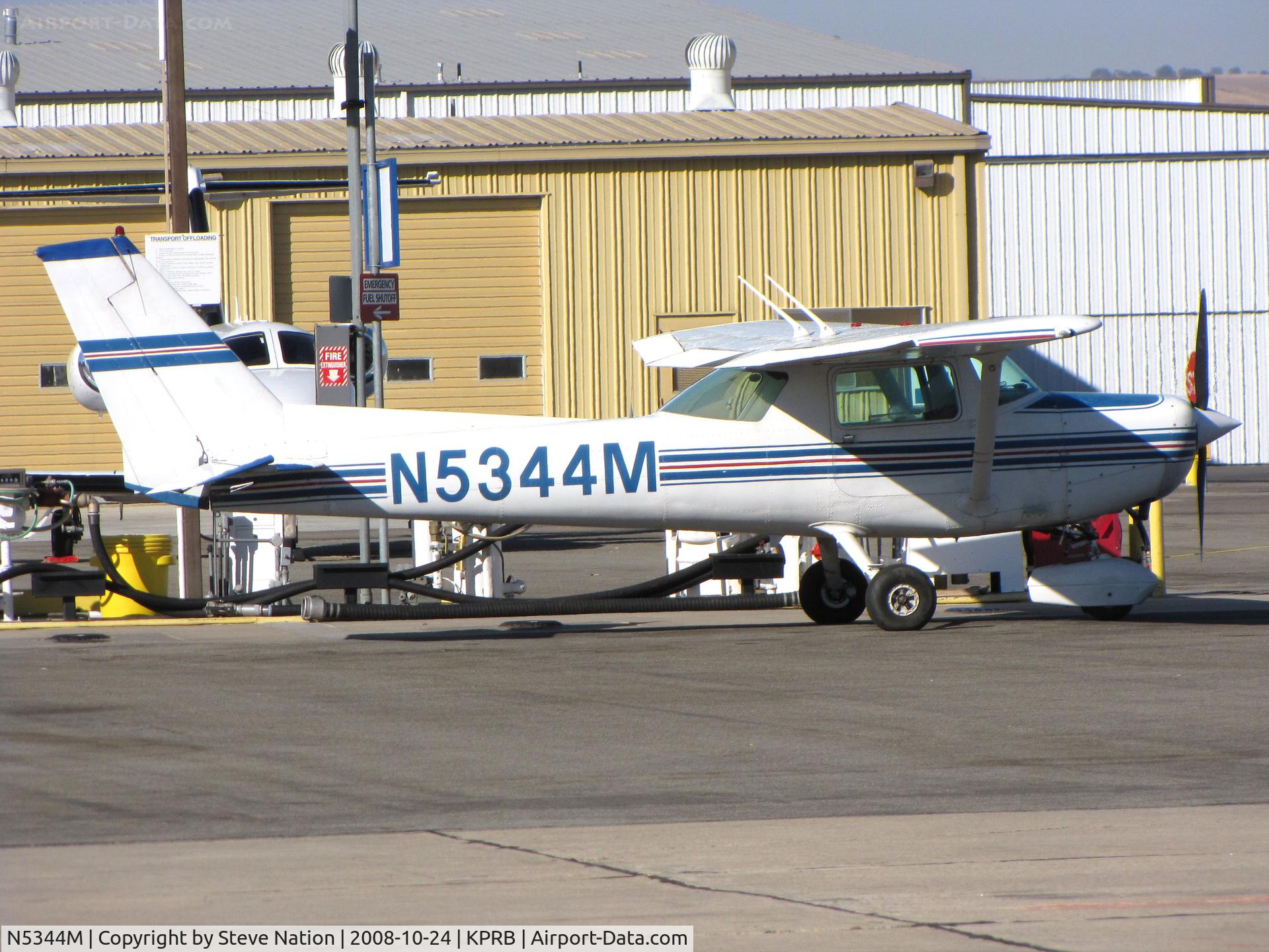 N5344M, 1980 Cessna 152 C/N 15284548, 1980 Cessna 152 gassing up after visit to Paso Robles Municipal Airport, CA