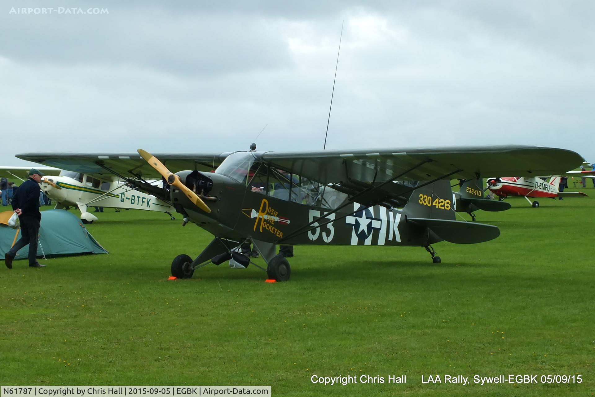N61787, Piper J3C-65 Cub Cub C/N 13624, at the LAA Rally 2015, Sywell