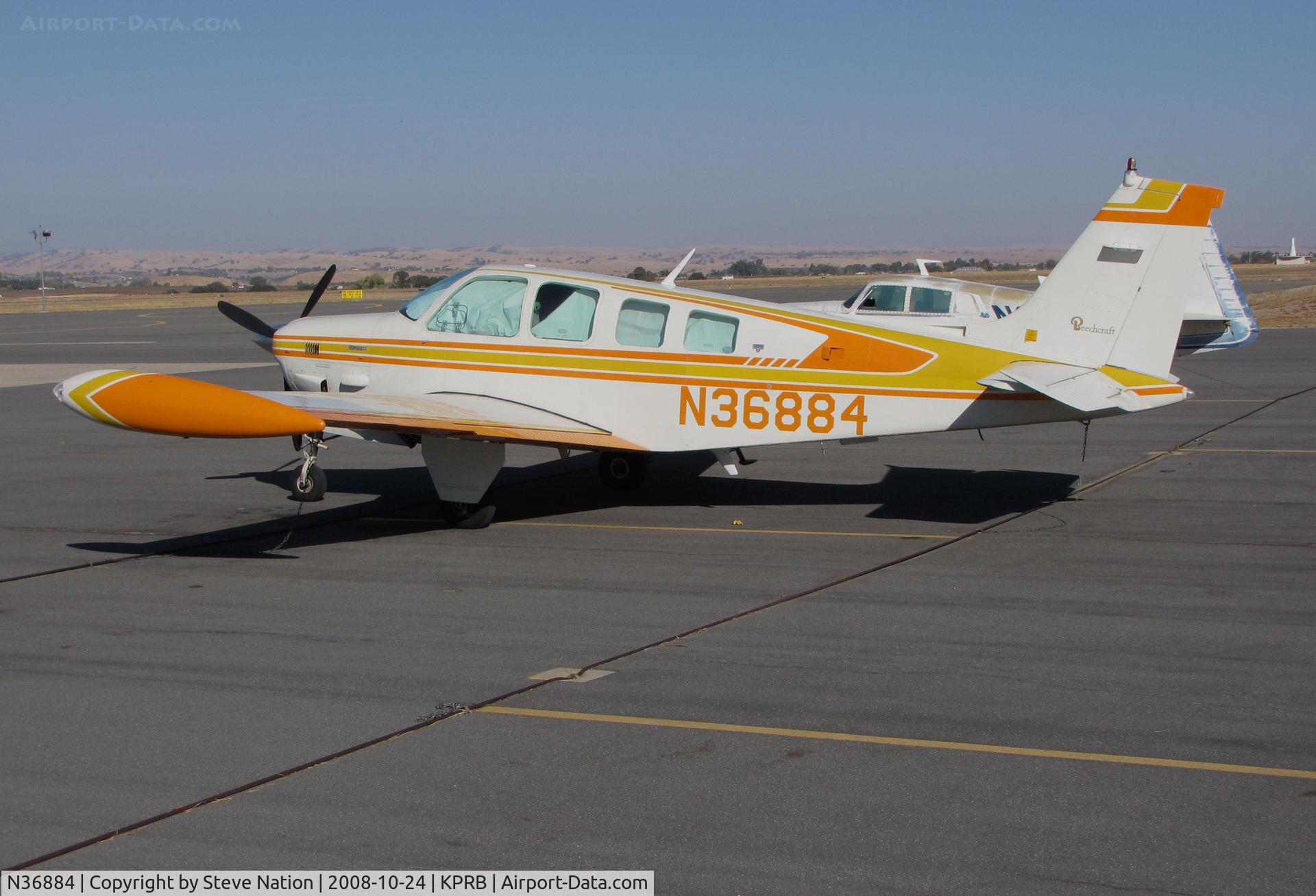 N36884, 1980 Beech A36TC Bonanza 36 C/N EA-121, 1980 Beech A36TC Bonanza on visitor's ramp @Paso Robles Municipal Airport, CA