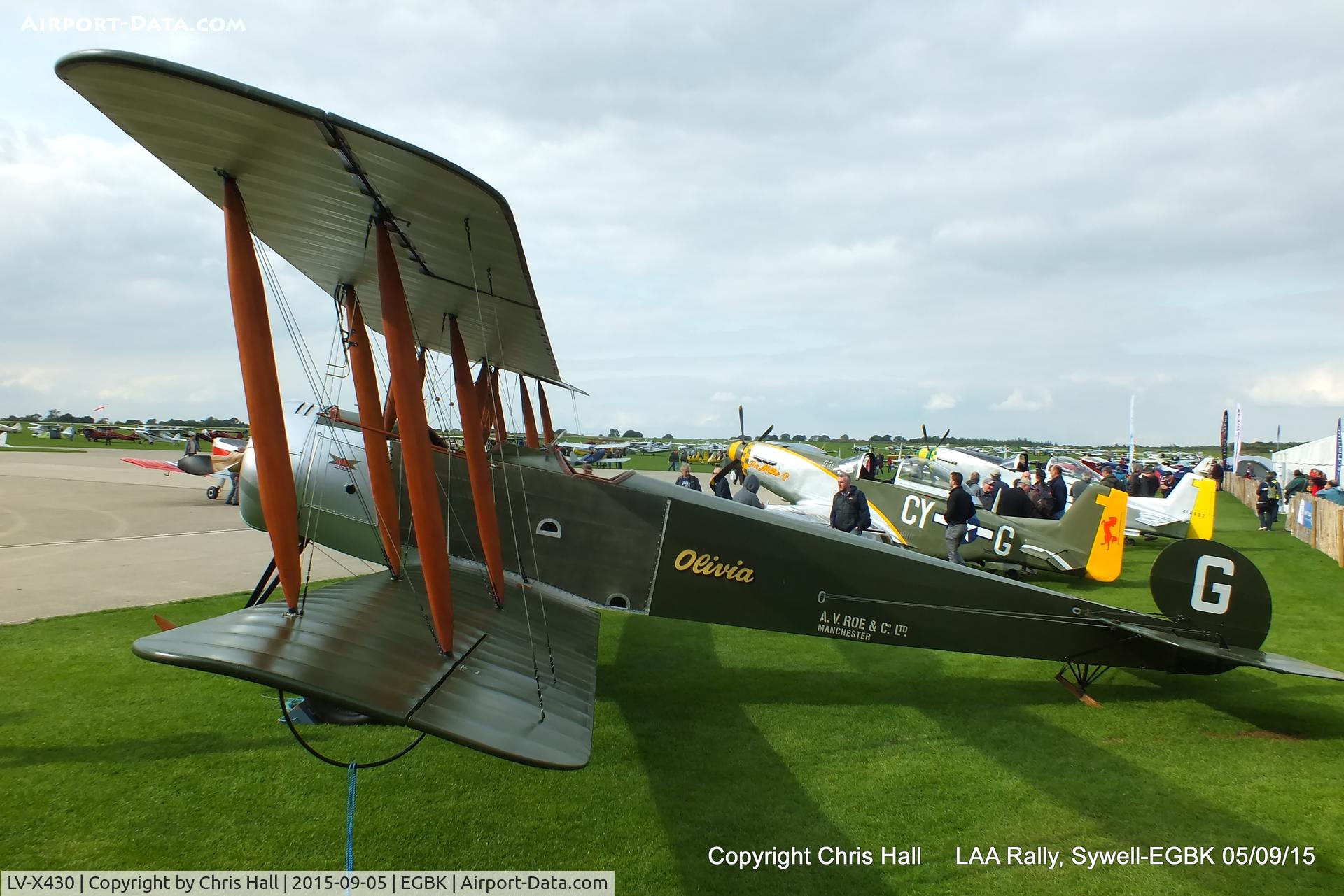 LV-X430, 2010 Avro 504K Replica C/N OLA-002, at the LAA Rally 2015, Sywell