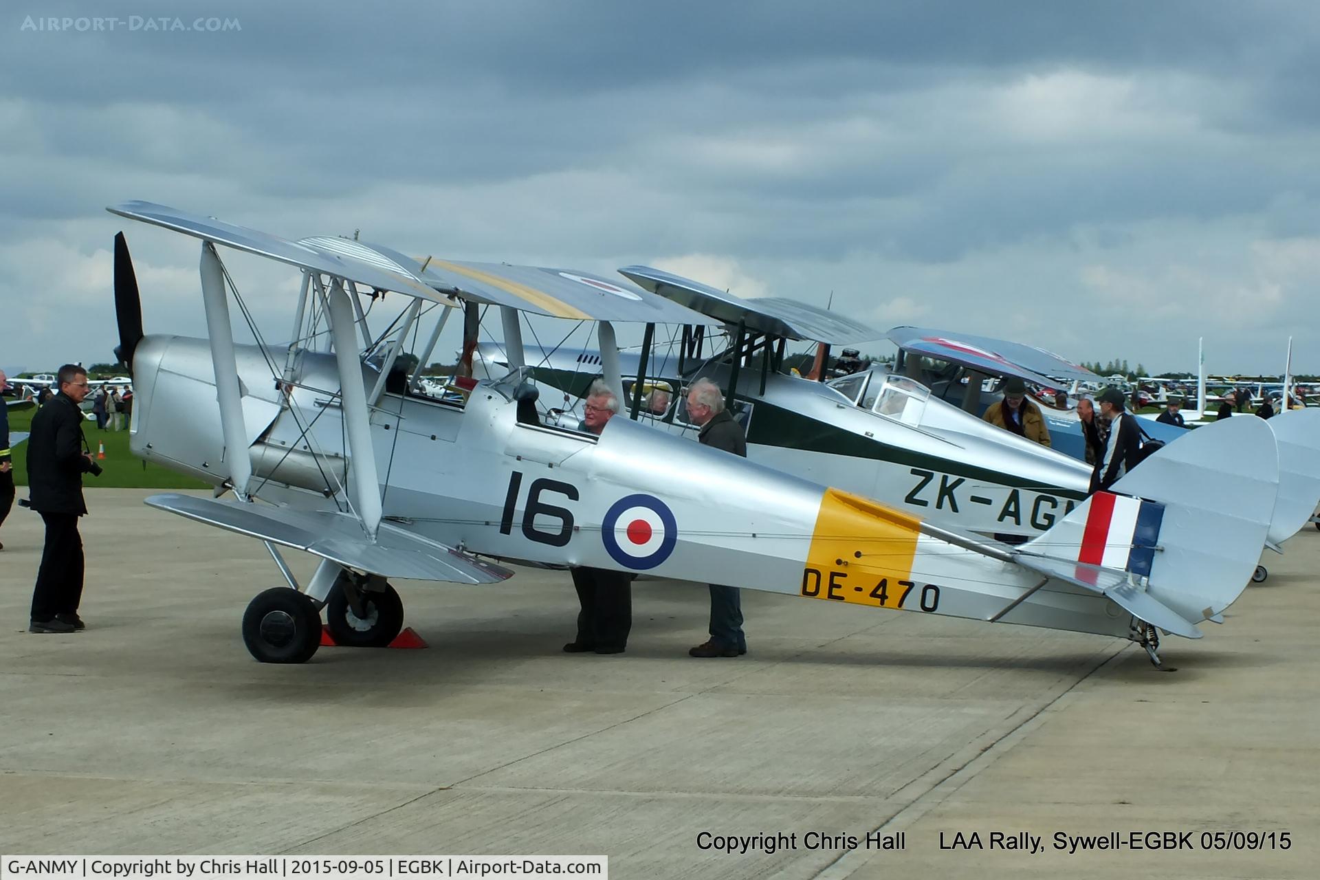 G-ANMY, 1942 De Havilland DH-82A Tiger Moth II C/N 85466, at the LAA Rally 2015, Sywell