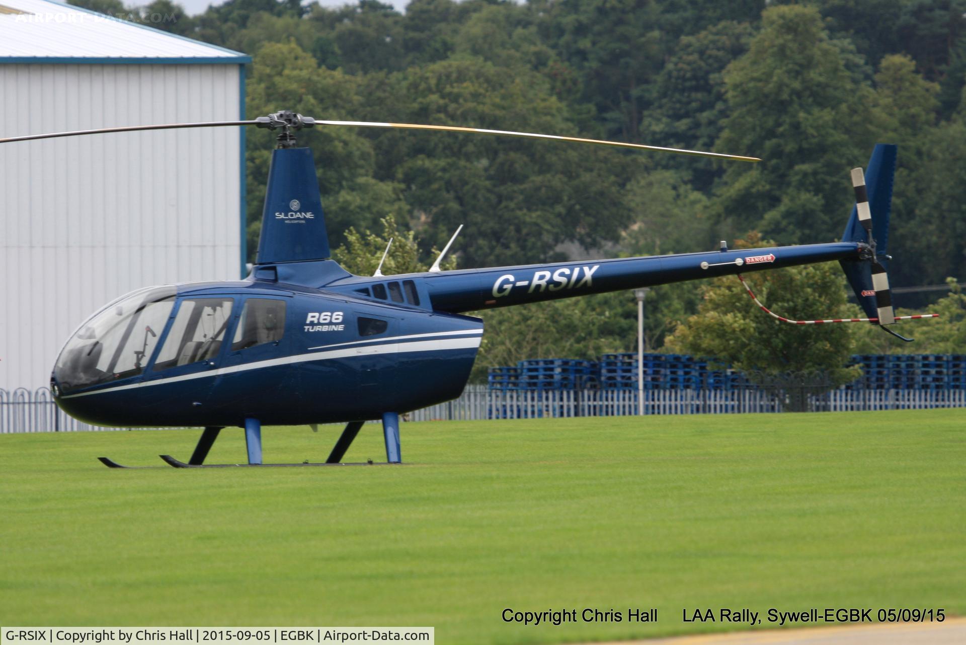 G-RSIX, 2011 Robinson R66 Turbine C/N 0017, at the LAA Rally 2015, Sywell
