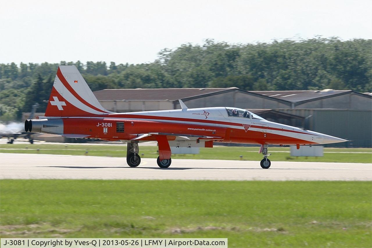 J-3081, Northrop F-5E Tiger II C/N L.1081, Swiss Air Force Northrop F-5E Tiger II, Landing rwy 34, Salon De Provence Air Base 701 (LFMY) Open day 2013
