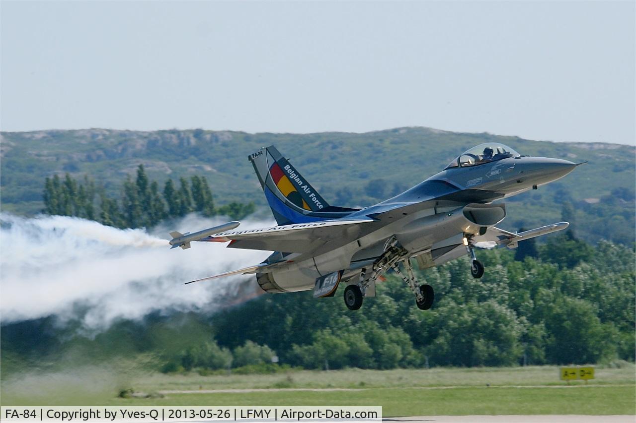 FA-84, 1980 SABCA F-16AM Fighting Falcon C/N 6H-84, Belgium Air Force General Dynamics SABCA F-16AM  Fighting Falcon, Take-off rwy 34, Salon de Provence Air Base 701 (LFMY) Open day 2013