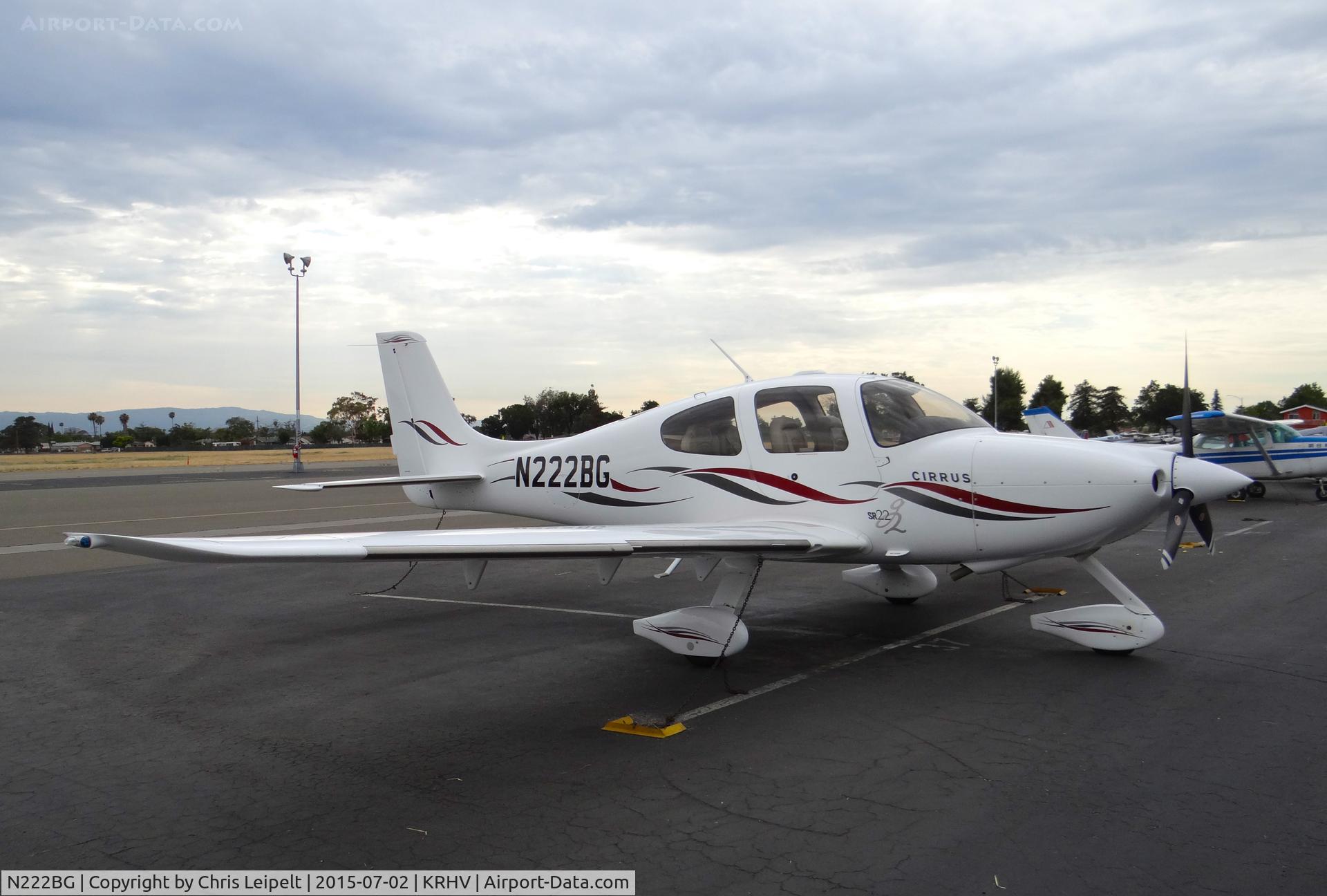 N222BG, 2004 Cirrus SR22T C/N 1095, Nevada-based 2004 Cirrus SR-22T visiting parked on the Nice Air tie downs at Reid Hillview Airport, San Jose, CA.