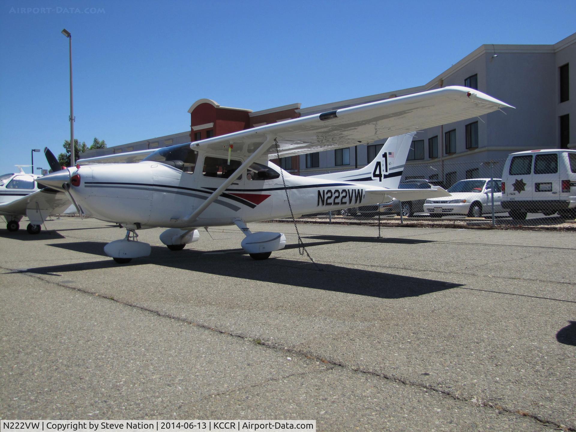 N222VW, Cessna 182S Skylane C/N 18280085, Cool Beans (North Wales, PA) 1997 Cessna 182S Skylane participated in 2014 Air Race Classic as Race #41. Photographed at Buchanan Field, Concord, CA starting point. Pilots Linda Evans, Alison Chalker and Barbara Zeigler flew as the 