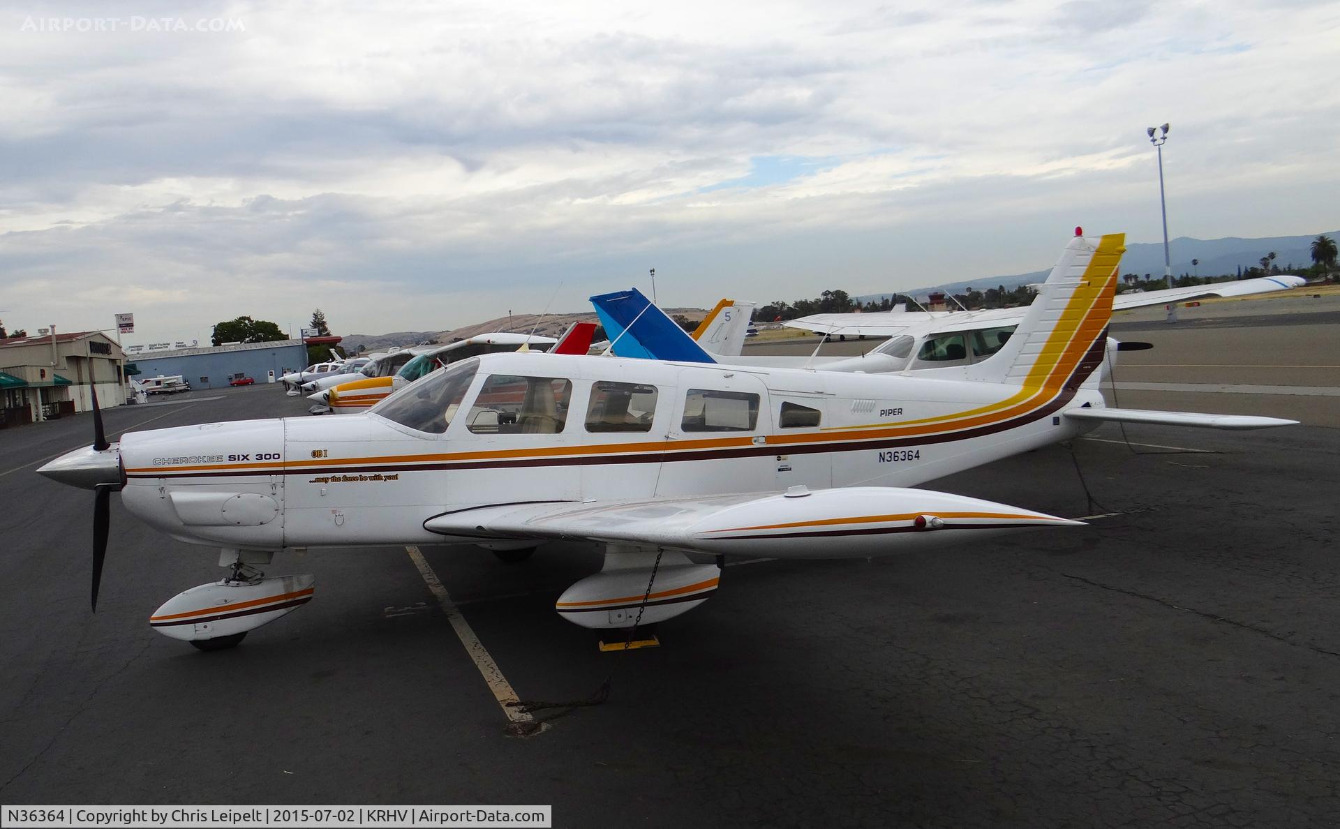 N36364, 1978 Piper PA-32-300 Cherokee Six C/N 32-7840159, North Dakota-based 1978 Piper Saratoga parked on the Nice Air tie downs at Reid Hillview Airport, San Jose, CA.