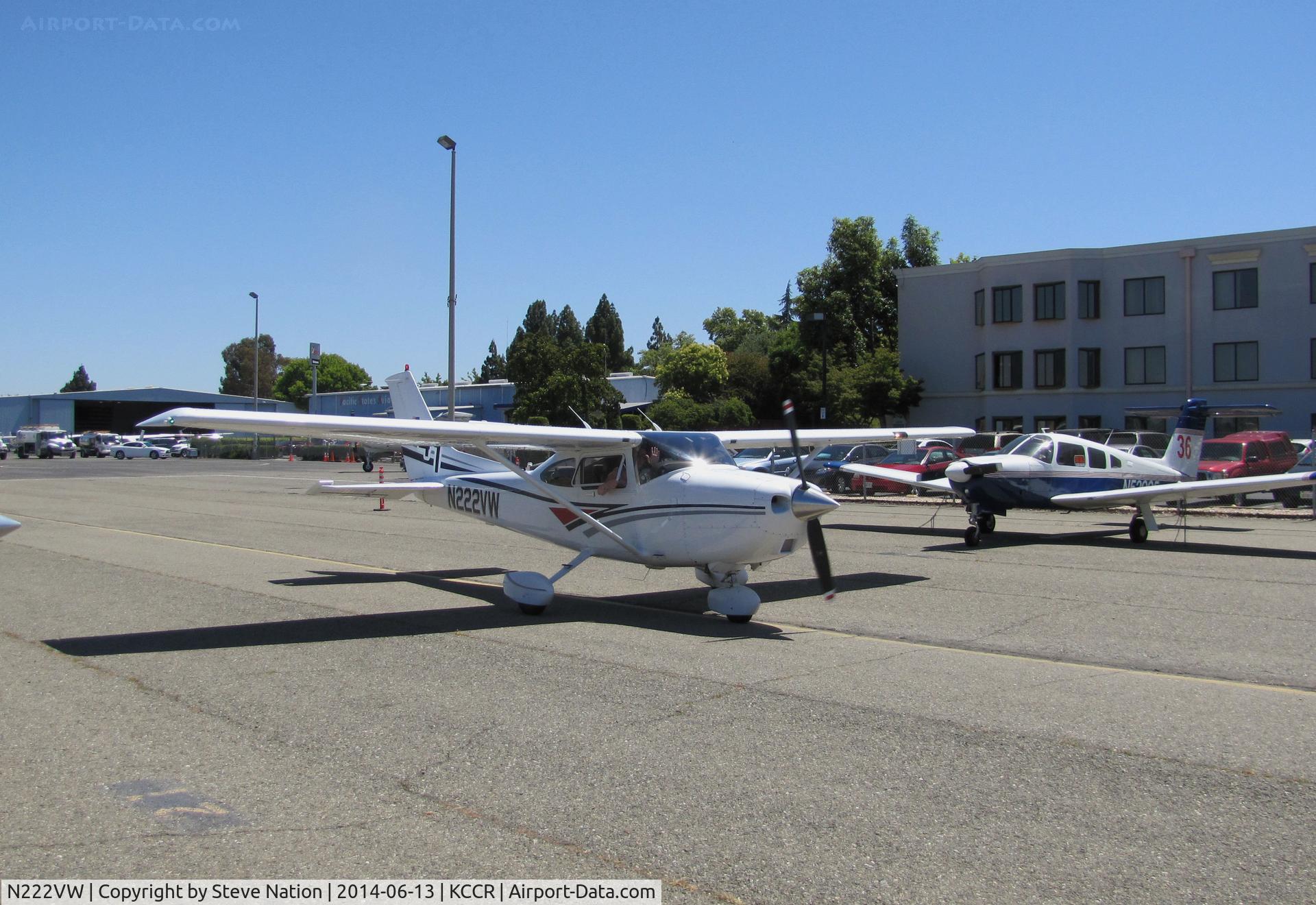 N222VW, Cessna 182S Skylane C/N 18280085, Cool Beans (North Wales, PA) 1997 Cessna 182S participated in 2014 Air Race Classic as #41. Pictured on arrival at Buchanan Field, Concord, CA starting point. Pilots Linda Evans, Alison Chalker and Barbara Zeigler flew as the 