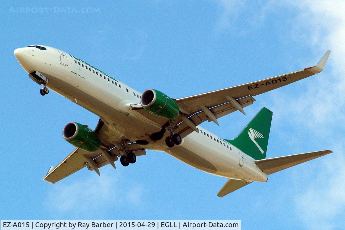EZ-A015, 2013 Boeing 737-82K C/N 39774, Boeing 737-82K [39774] (Turkmenistan Airlines) Home~G 29/04/2015. On approach 27R.