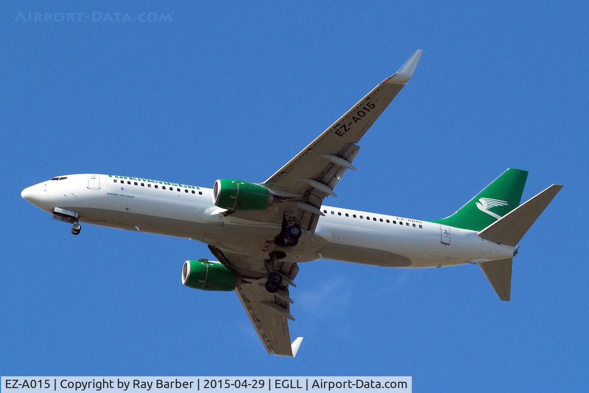 EZ-A015, 2013 Boeing 737-82K C/N 39774, Boeing 737-82K [39774] (Turkmenistan Airlines) Home~G 29/04/2015. On approach 27R.