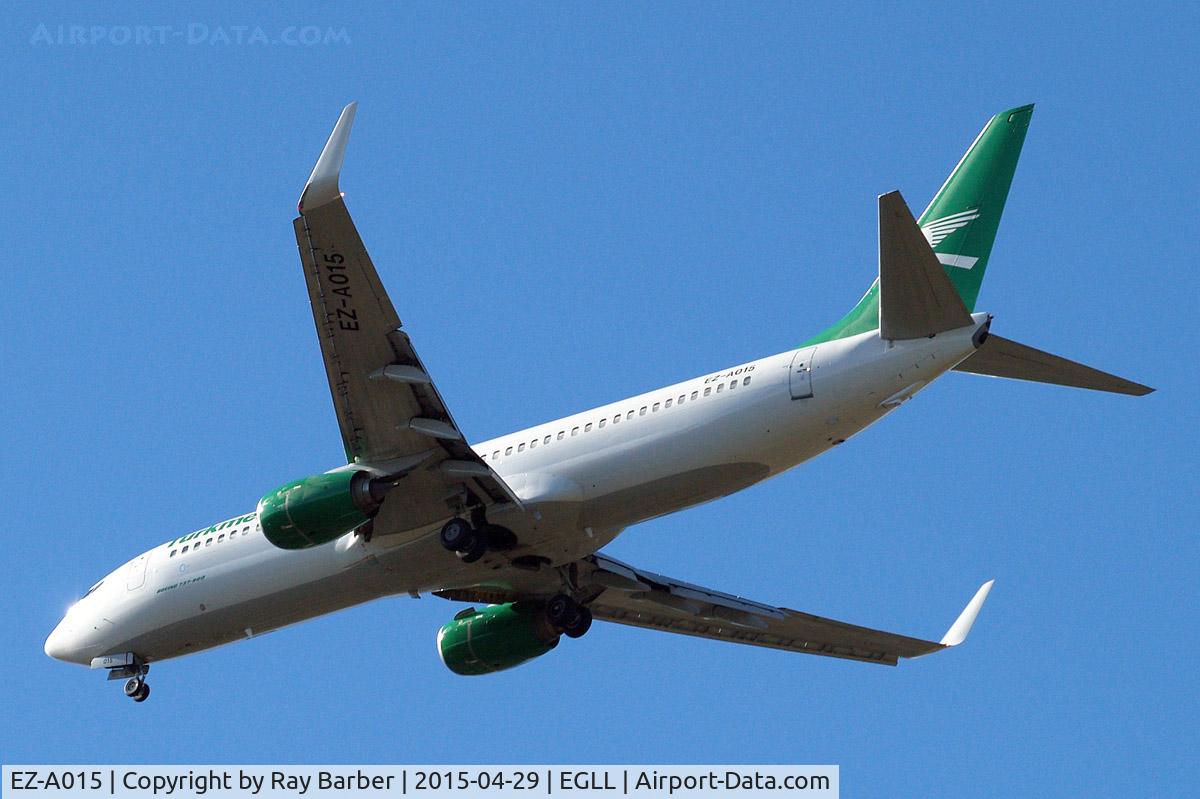 EZ-A015, 2013 Boeing 737-82K C/N 39774, Boeing 737-82K [39774] (Turkmenistan Airlines) Home~G 29/04/2015. On approach 27R.