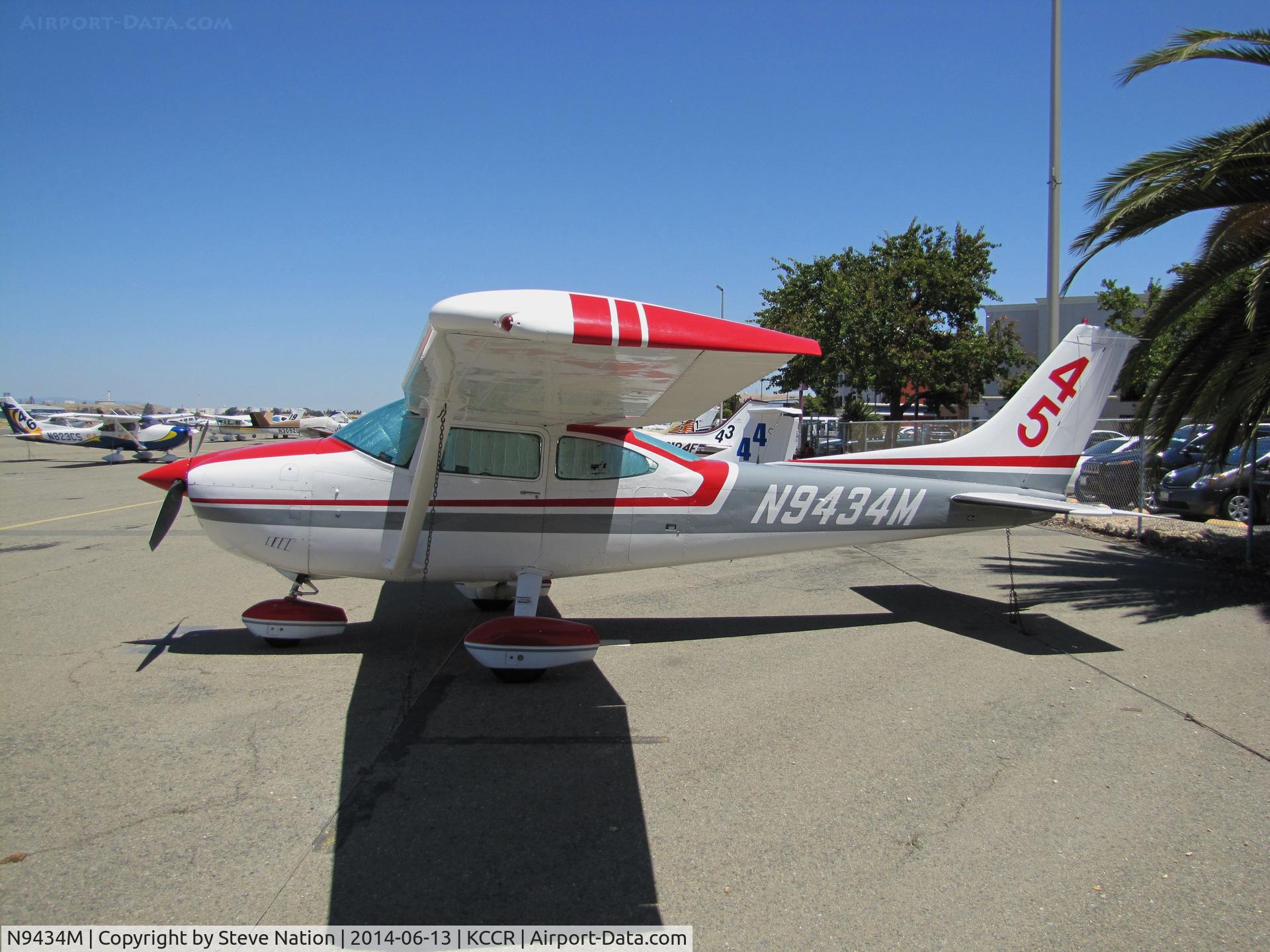N9434M, 1976 Cessna 182P Skylane C/N 18264753, This 1976 Cessna Skylane 182P from Santa Fe, NM participated in the 2014 Air Race Classic as Race #45. Photo at Buchanan Field, Concord, CA - the start point for the cross county race. Pilots Susan Larson and Amy Ecclesine finished 9th.
