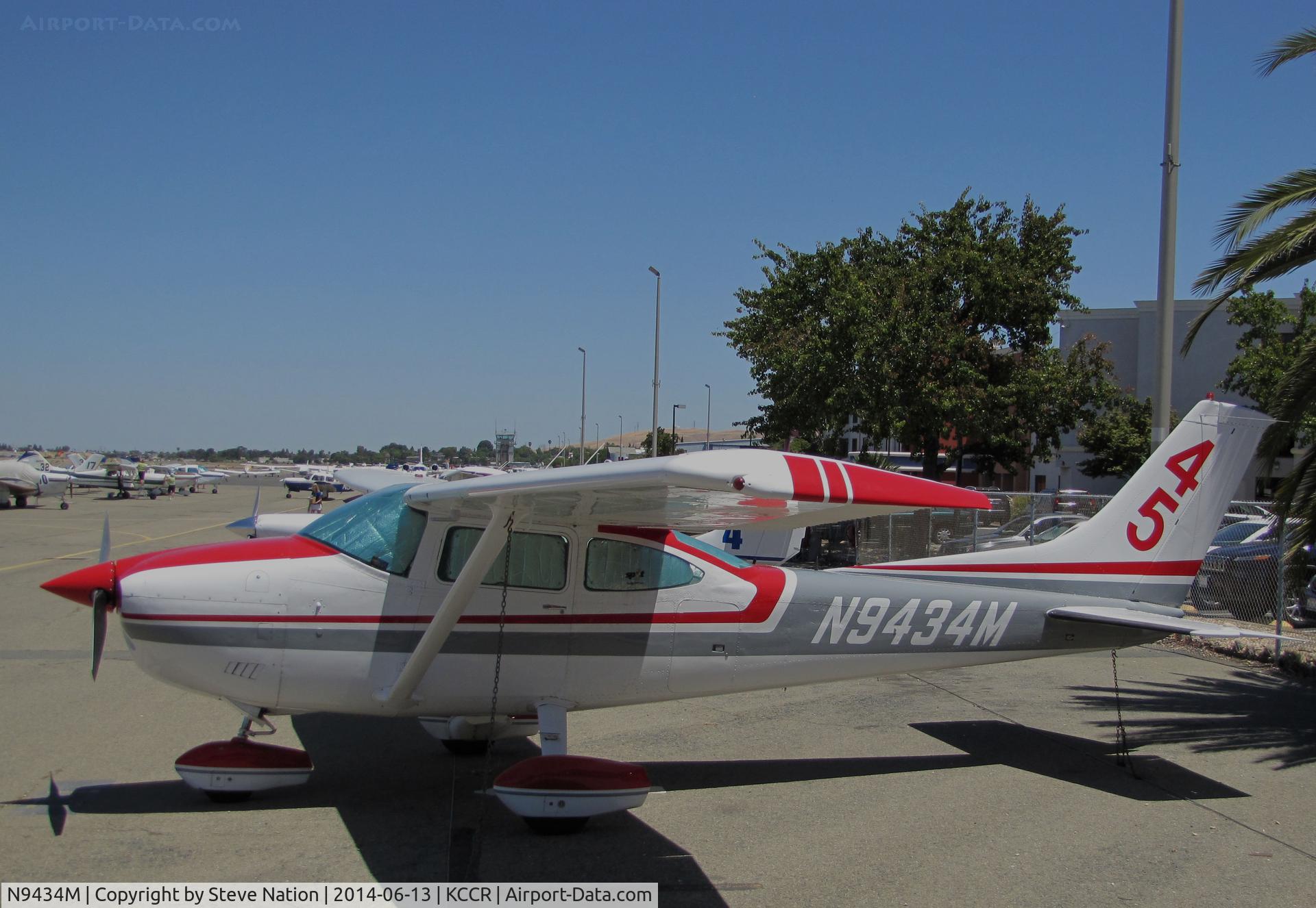 N9434M, 1976 Cessna 182P Skylane C/N 18264753, This 1976 Cessna Skylane 182P from Santa Fe, NM participated in the 2014 Air Race Classic as Race #45. Photo at Buchanan Field, Concord, CA - the start point for the cross county race. Pilots Susan Larson and Amy Ecclesine finished 9th.