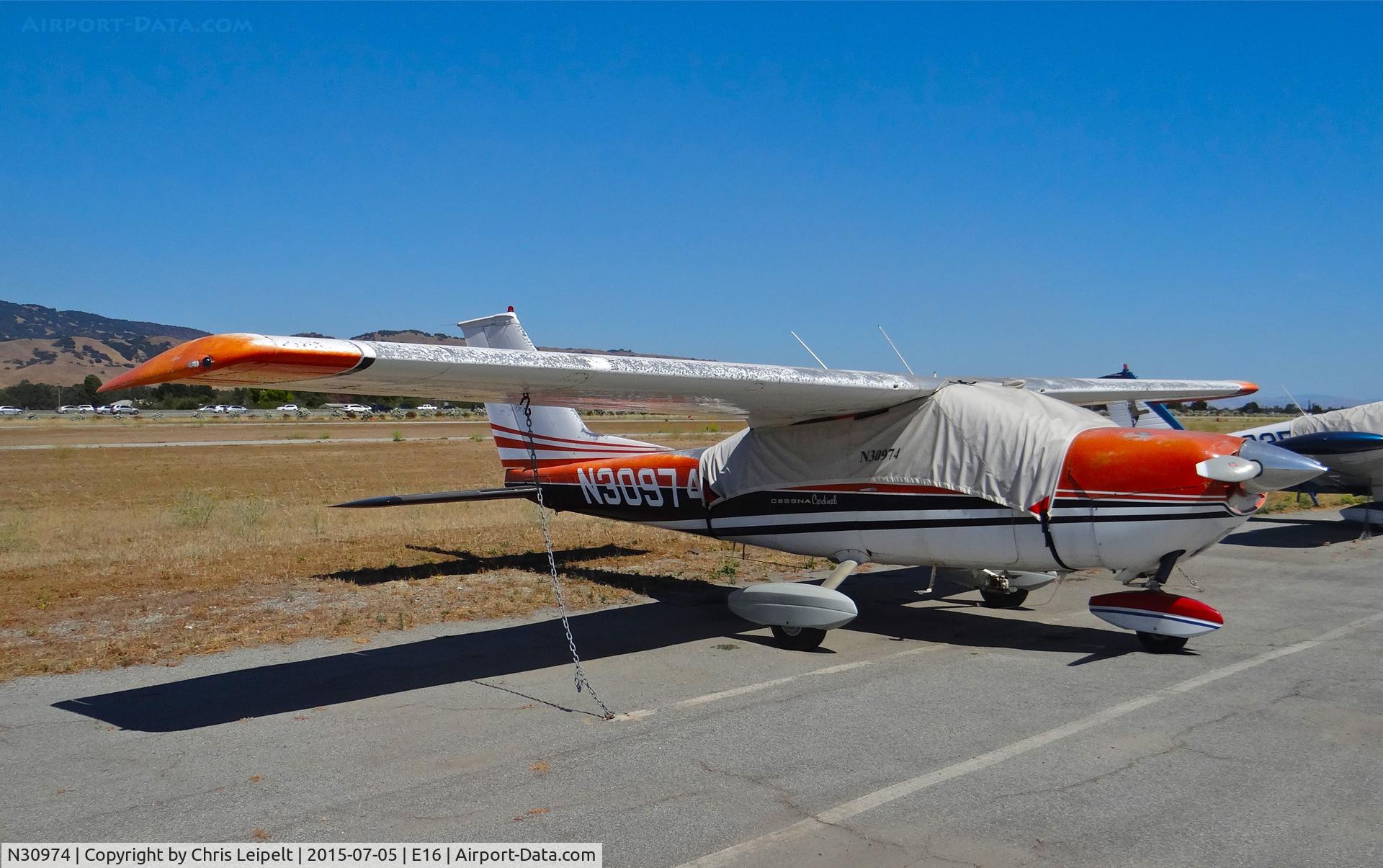 N30974, 1970 Cessna 177B Cardinal C/N 17701576, Locally-based 1970 Cessna 177B sitting on its tie down at South County Airport, San Martin, CA.