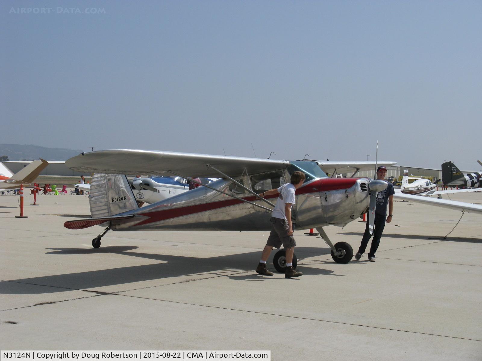 N3124N, 1947 Cessna 120 C/N 13382, 1947 Cessna 120, Continental C85 85 Hp, spotting the aircraft-no taxi of arriving display aircraft between rows at an airshow for safety