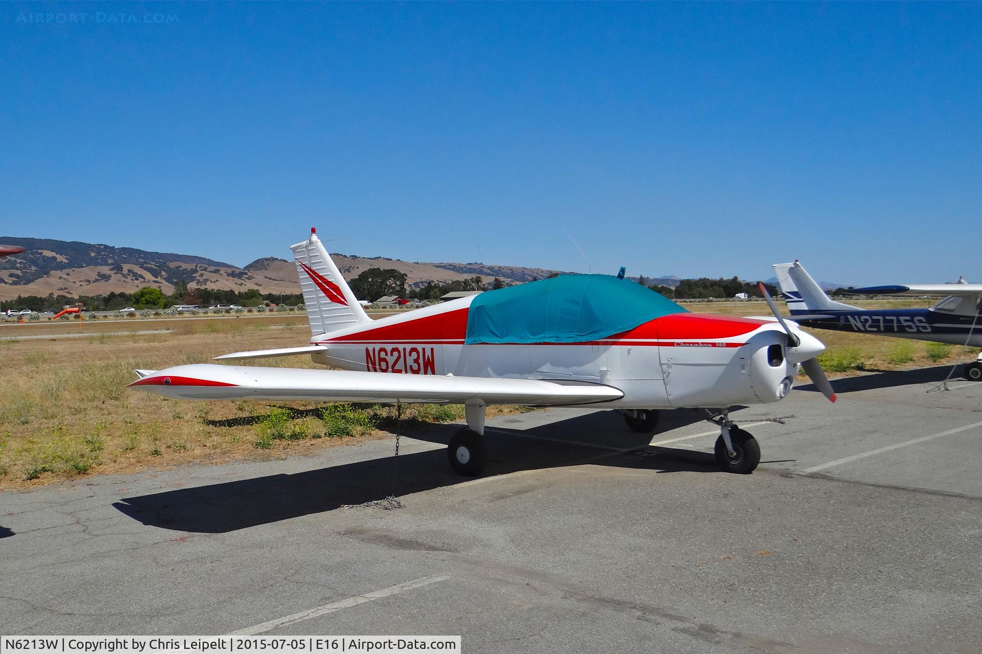 N6213W, 1964 Piper PA-28-140 C/N 28-20249, Locally-based 1964 Piper PA-28-140 sitting at its tie down at South County Airport, San Martin, CA.