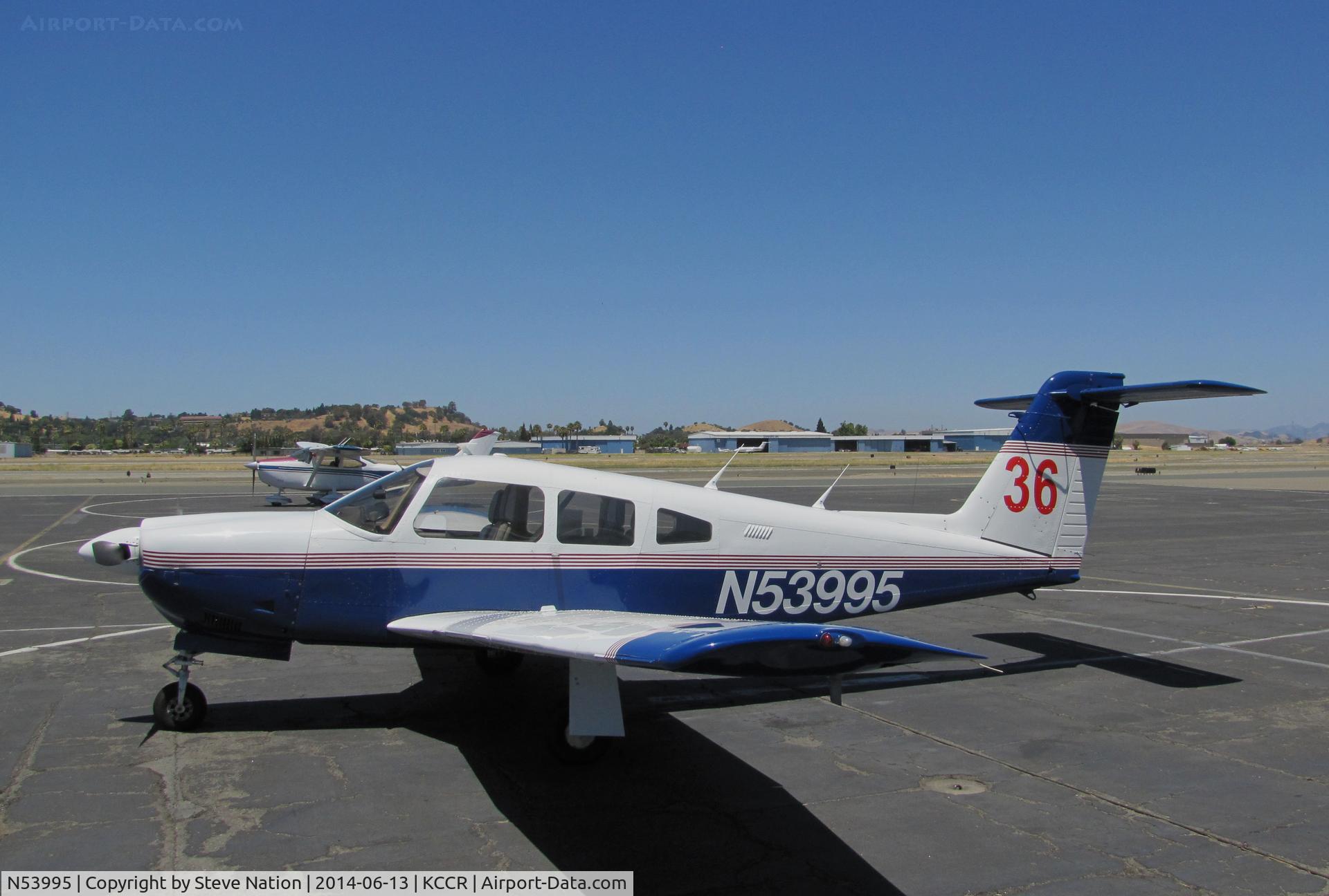 N53995, 1979 Piper PA-28RT-201 Arrow IV C/N 28R-7918258, Texas-based 1979 Piper PA-28RT-201 Arrow IV participated in 2014 Air Race Classic as #36. Photo at Buchanan Field, Concord, CA first leg of cross country race. Pilots Gayle Schutte and Tanya Gatlin, The Barnstorming Babes, finished 6th.