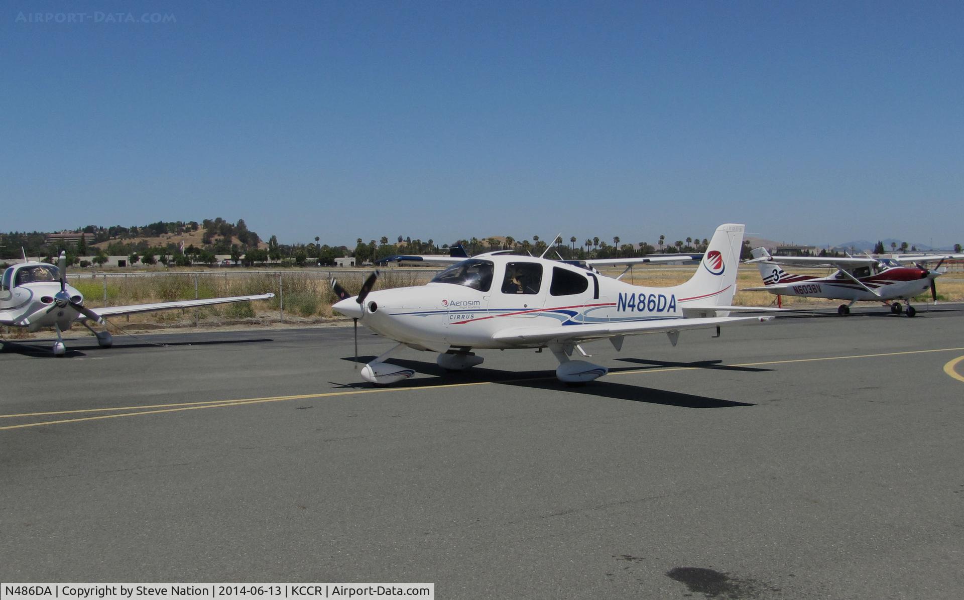 N486DA, 2007 Cirrus SR20 C/N 1831, Jacksonville University 2007 Cirrus SR20 took part in 2014 Air Race Classic as #7. Photo on arrival at the Buchanan Field, Concord, CA 1st leg. Pilots Katja Jourdan & Stacey Byczek had 